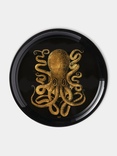 Fornasetti - Polipo Wood Round Tray - Black - ABASK - 