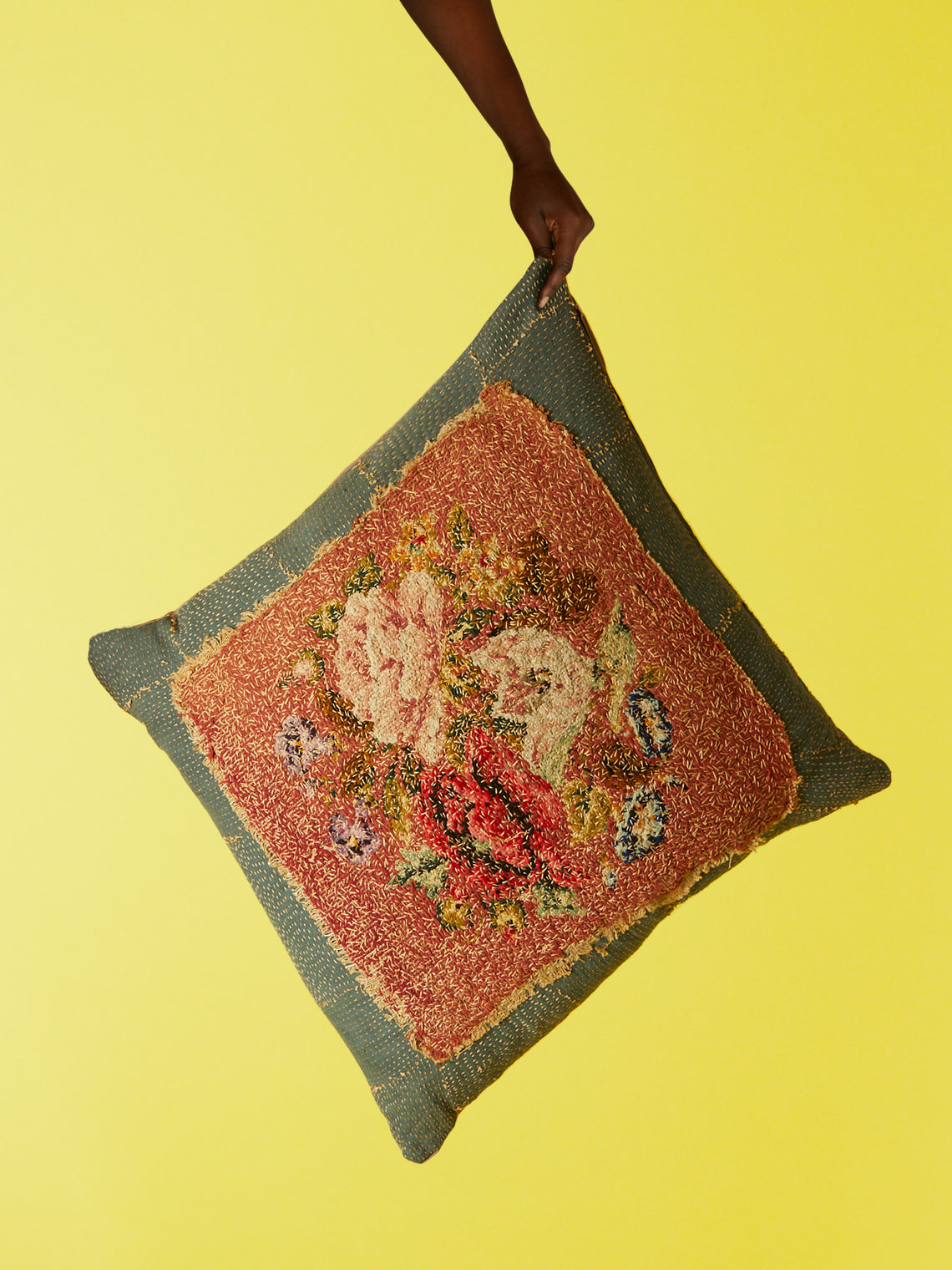 By Walid - 1940s Needlepoint Wool Cushion -  - ABASK