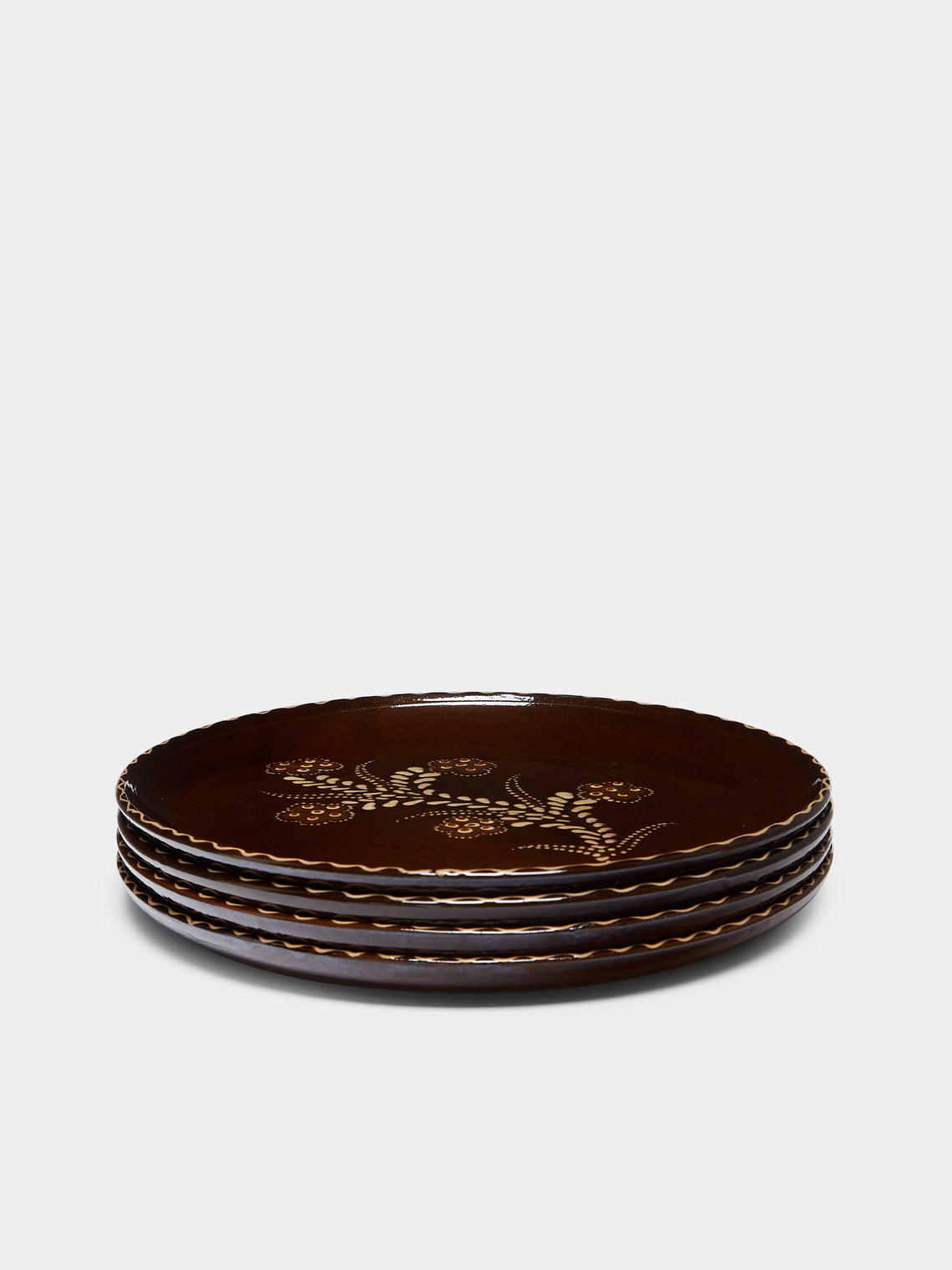 Poterie d’Évires - Flowers Hand-Painted Ceramic Dinner Plates (Set of 4) -  - ABASK