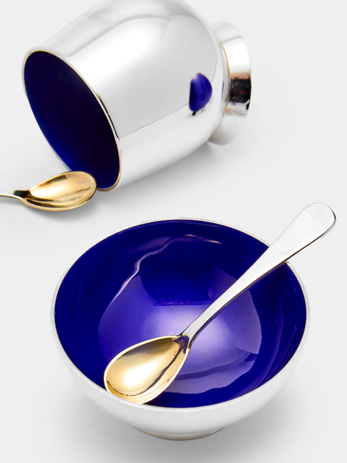 Antique and Vintage - Early-20th Century Michelsen Sterling Silver and Enamel Salt, Pepper and Mustard Set -  - ABASK