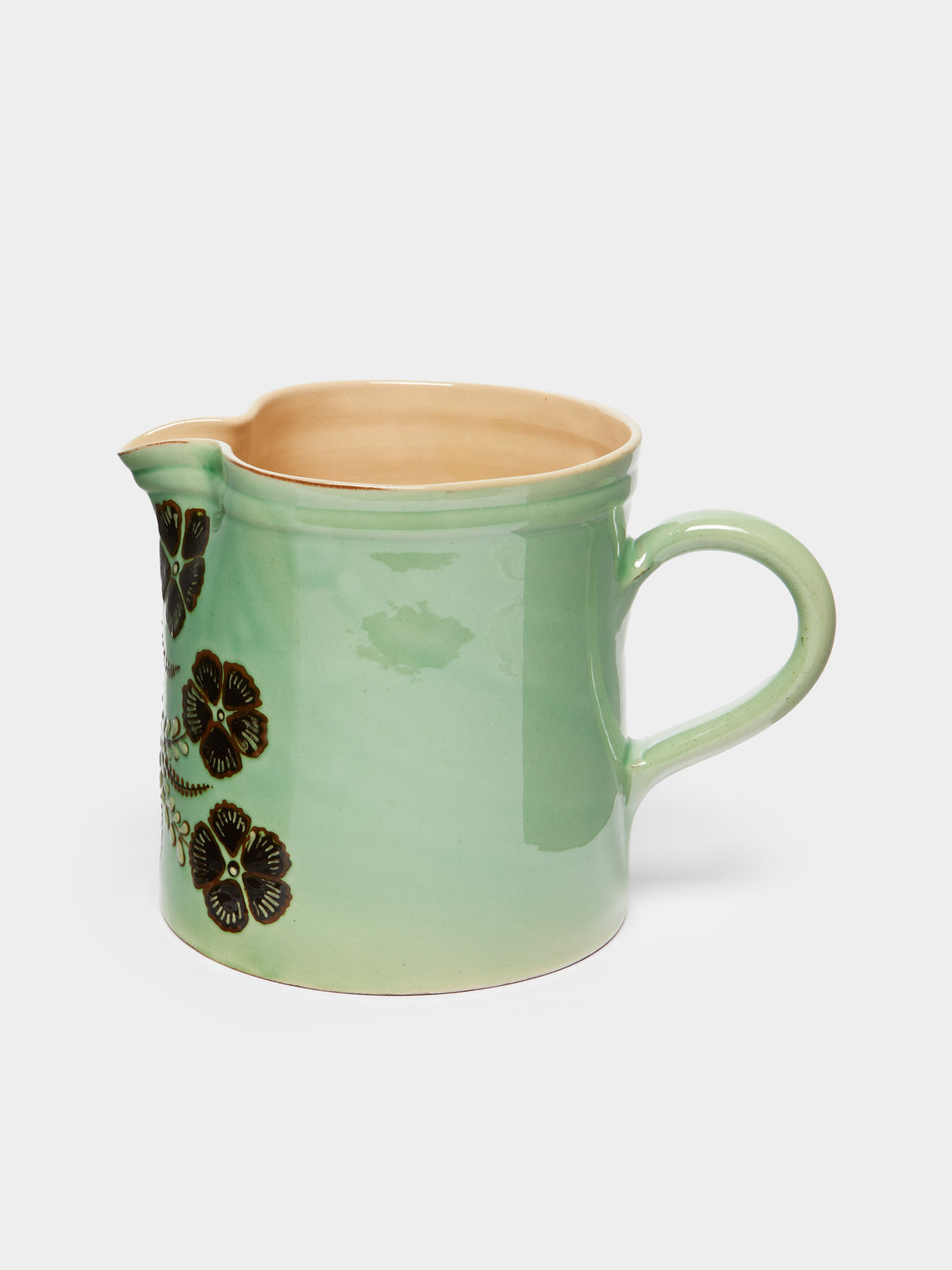 Poterie d’Évires - Flowers Hand-Painted Ceramic Straight-Edge Jug -  - ABASK