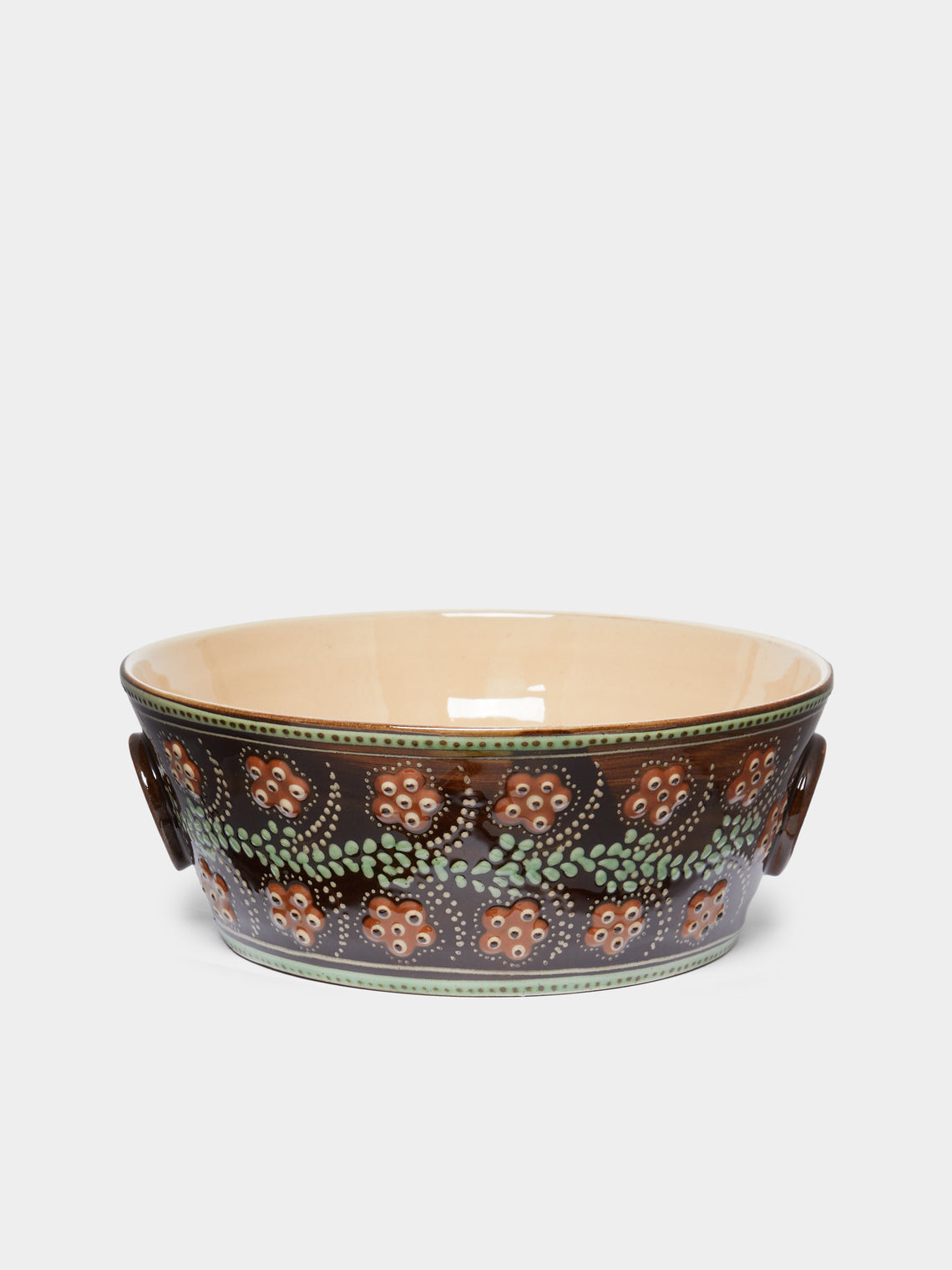 Poterie d’Évires - Flowers Hand-Painted Ceramic Handled Serving Bowl -  - ABASK - 