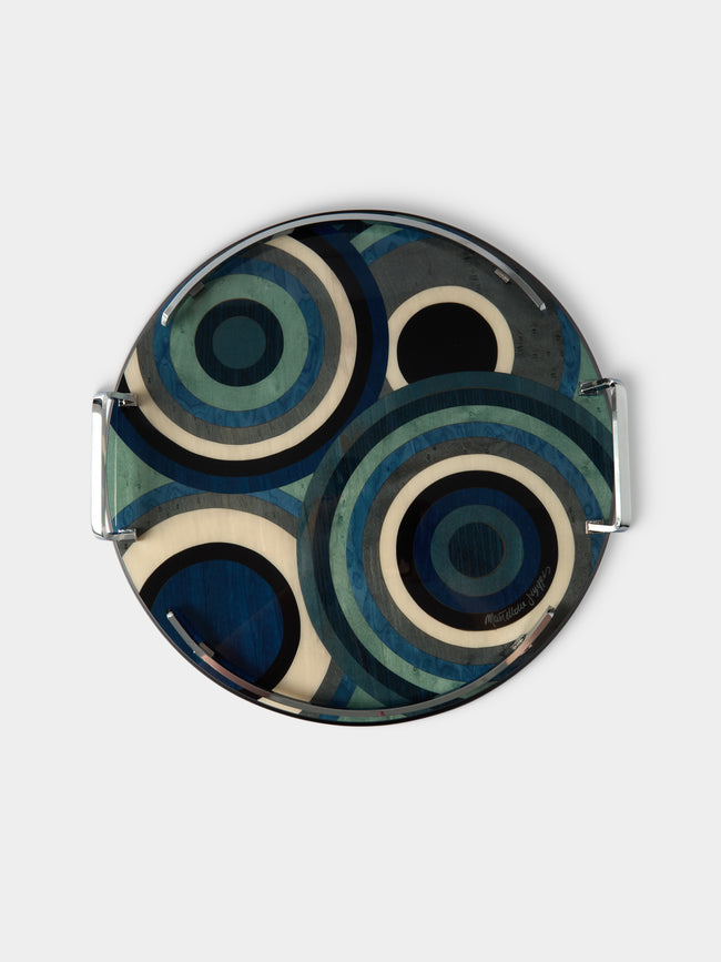 Mastellone Giuseppe - Wood Inlay Tray (12.5in/32cm) - Blue - ABASK - 