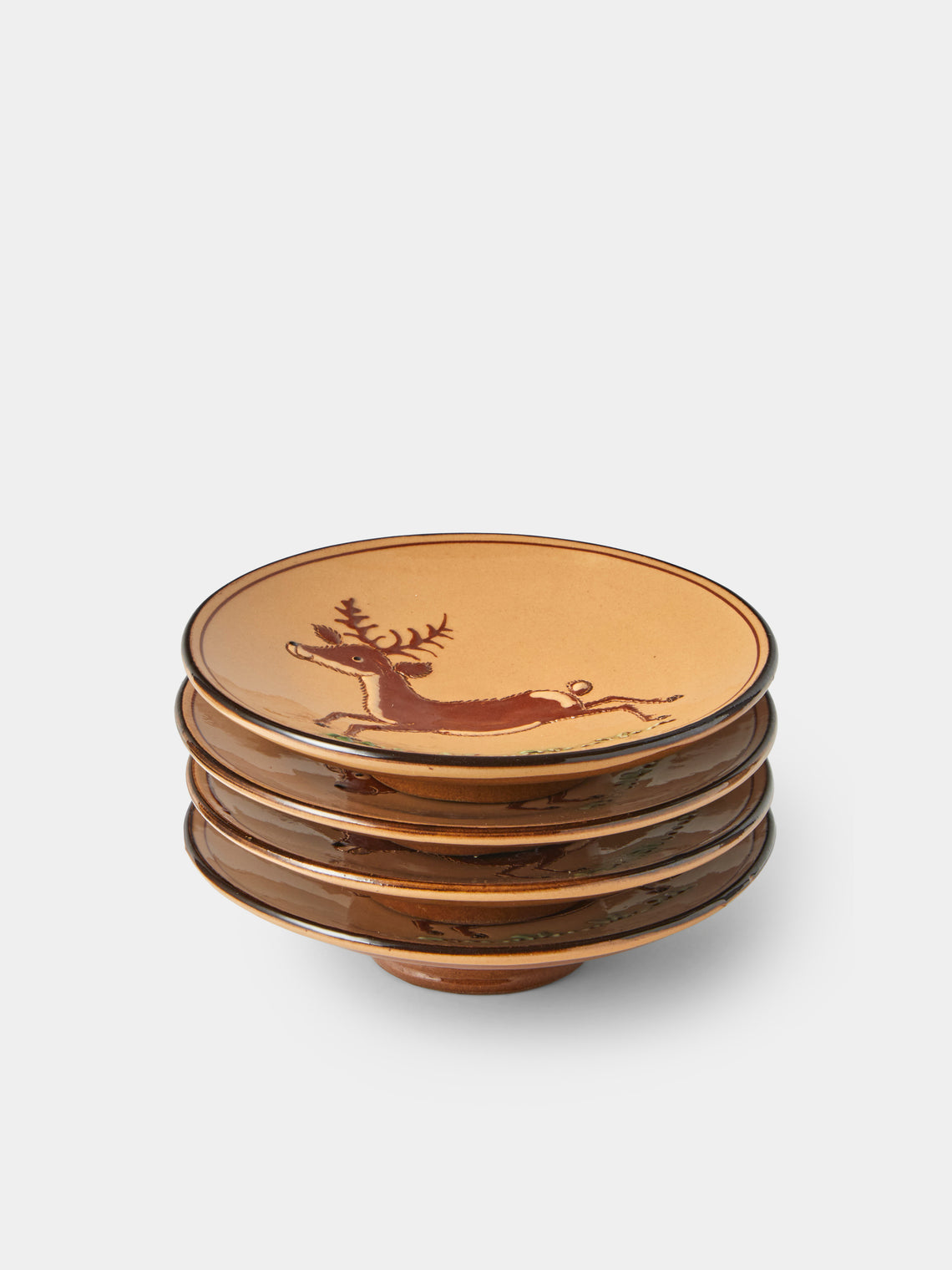 Poterie d’Évires - Animals Hand-Painted Ceramic Plates – 5.5in/14cm (Set of 4) - Cream - ABASK