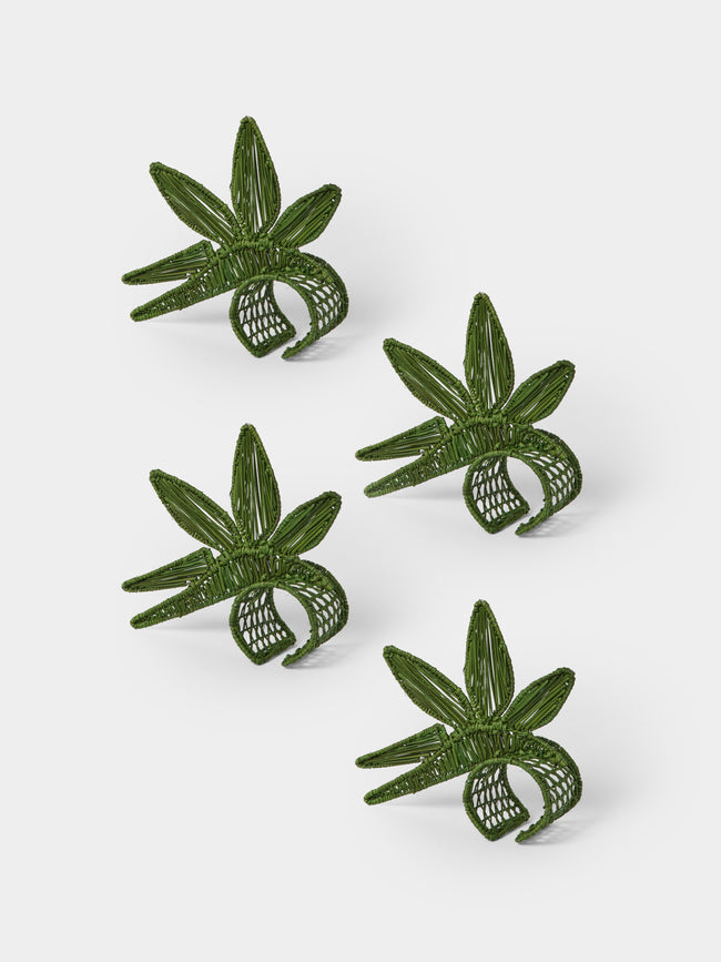 Artesanías del Atlántico - | Set of 4 | Paradise Handwoven Palm Napkin Rings - Green - ABASK - 