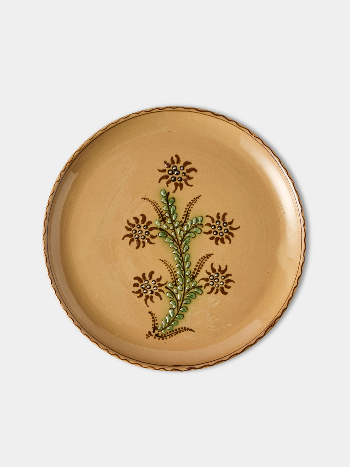 Poterie d’Évires - Flowers Hand-Painted Ceramic Dinner Plates – 9.5in/24cm (Set of 4) - Cream - ABASK