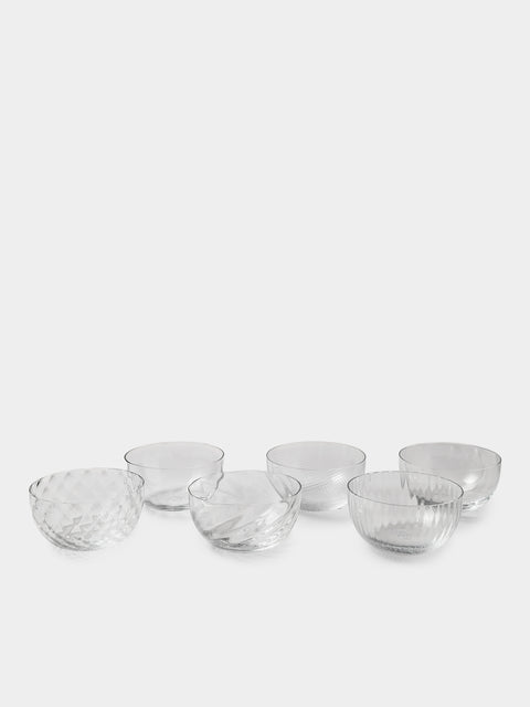 NasonMoretti - | Set of 6 | Idra Hand-Blown Murano Glass Dessert Bowls - Clear - ABASK - 