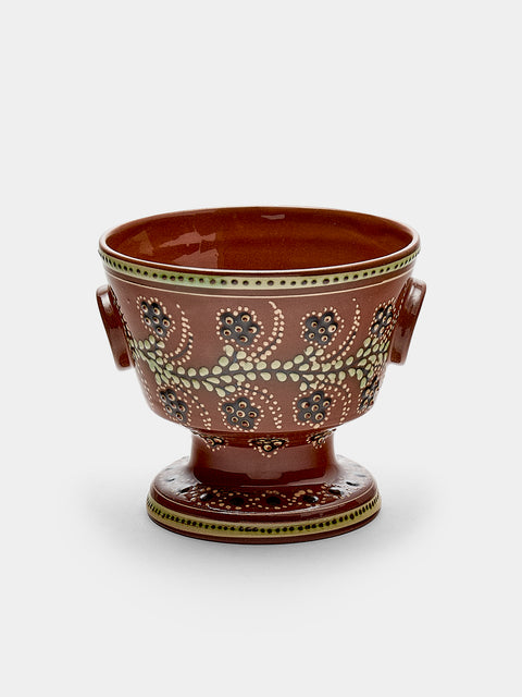 Poterie d’Évires - Flowers Hand-Painted Ceramic Small Raised Bowl - Light brown - ABASK - 
