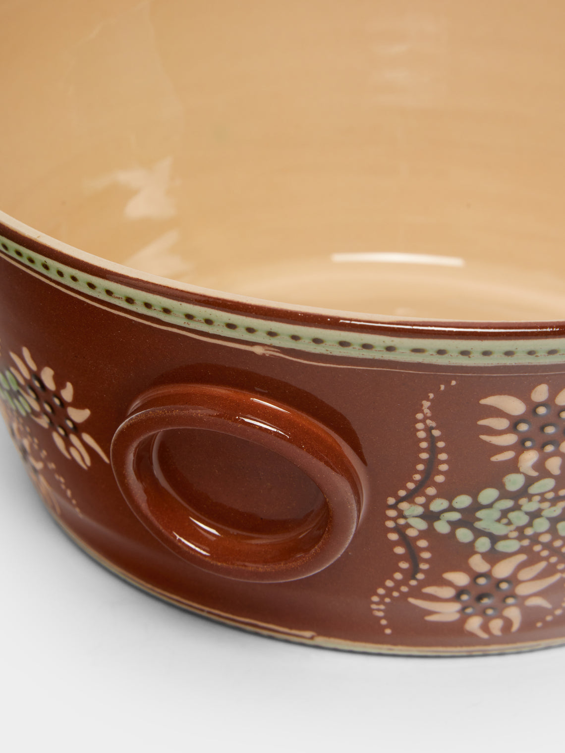 Poterie d’Évires - Flowers Hand-Painted Ceramic Large Handled Serving Bowl -  - ABASK