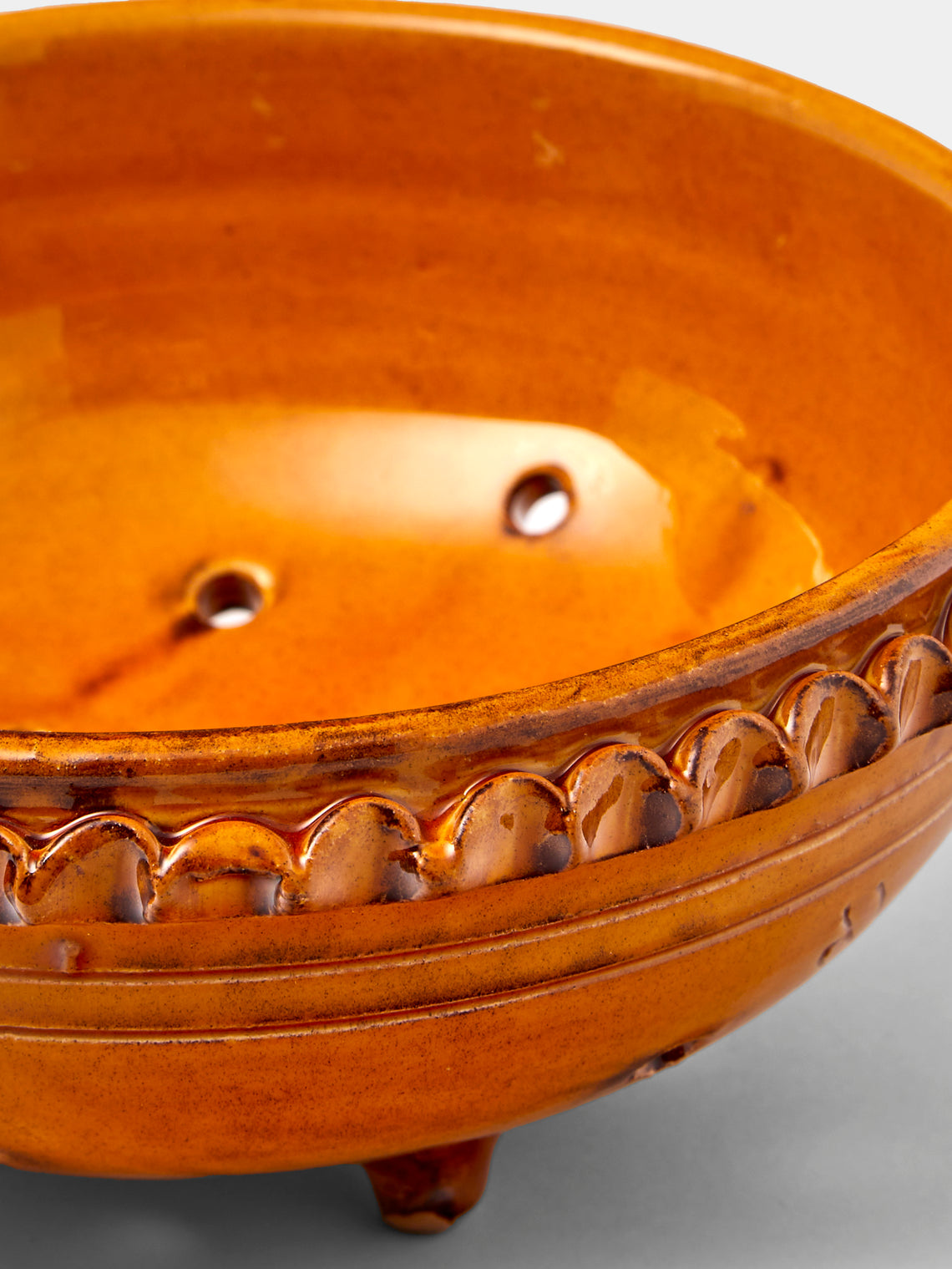 Poterie de Cliousclat - Hand-Glazed Slipware Berry Bowl - Ochre - ABASK