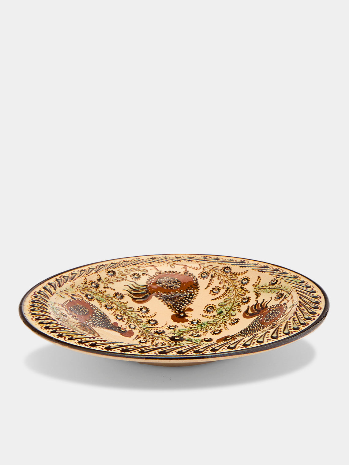 Poterie d’Évires - Chickens Hand-Painted Ceramic Large Breakfast Serving Bowl -  - ABASK