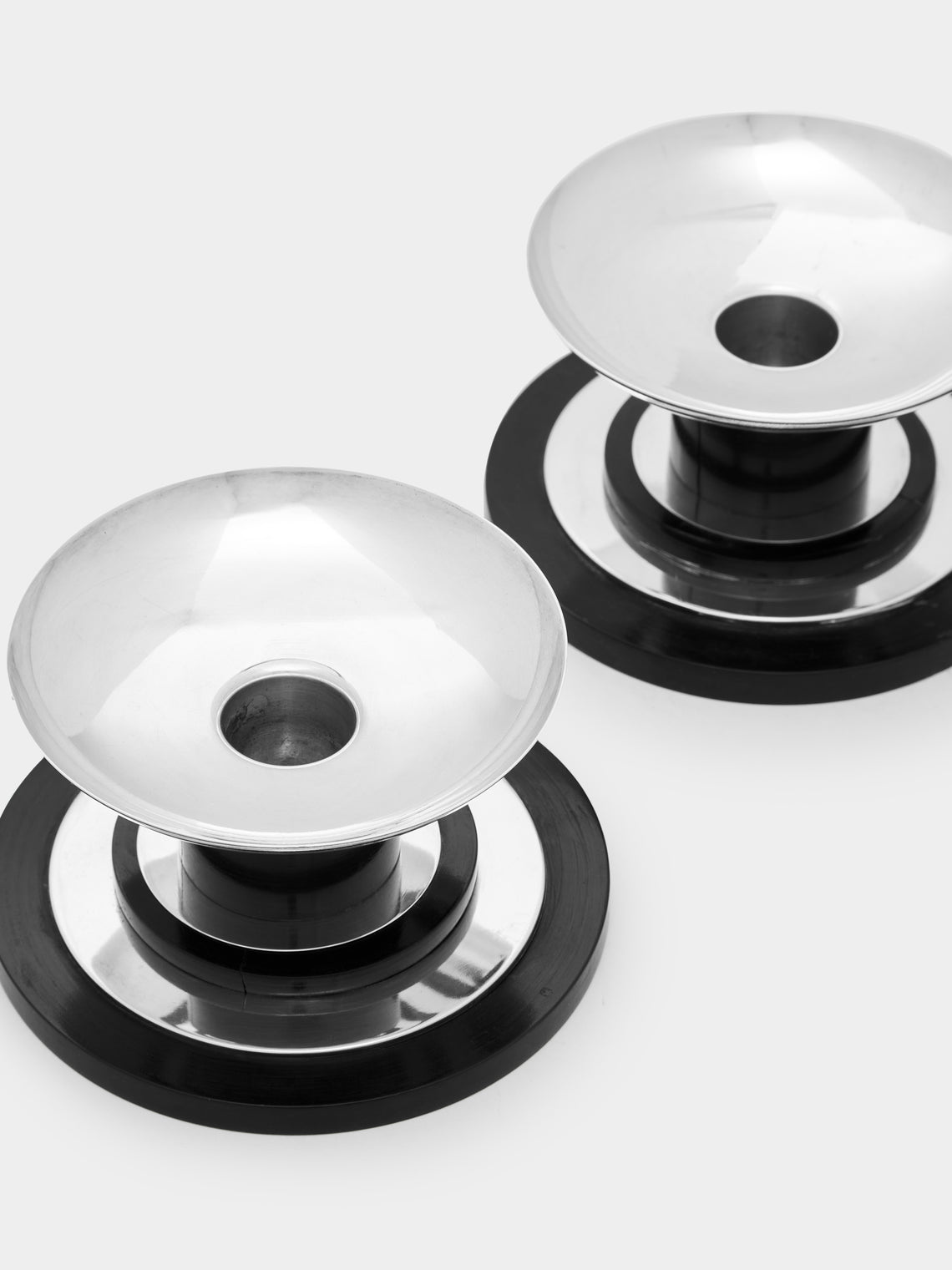 Antique and Vintage - 1935 Wood and Solid Silver Candle Holders (Set of 2) -  - ABASK