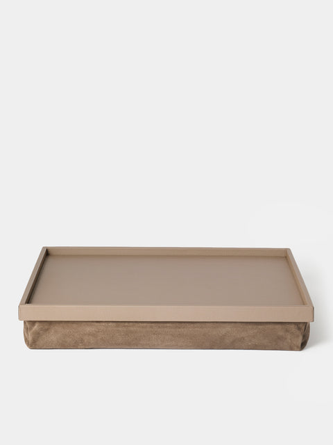 Giobagnara - Teddy Leather Bed Tray (21in/53cm) - Gray - ABASK - 