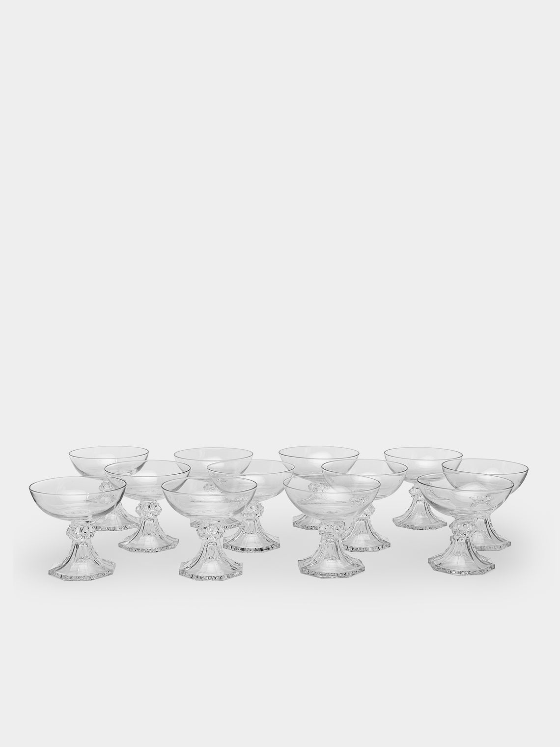 Antique and Vintage - 1950s Val Saint Lambert Hand-Blown Crystal Champagne Coupes (Set of 12) -  - ABASK