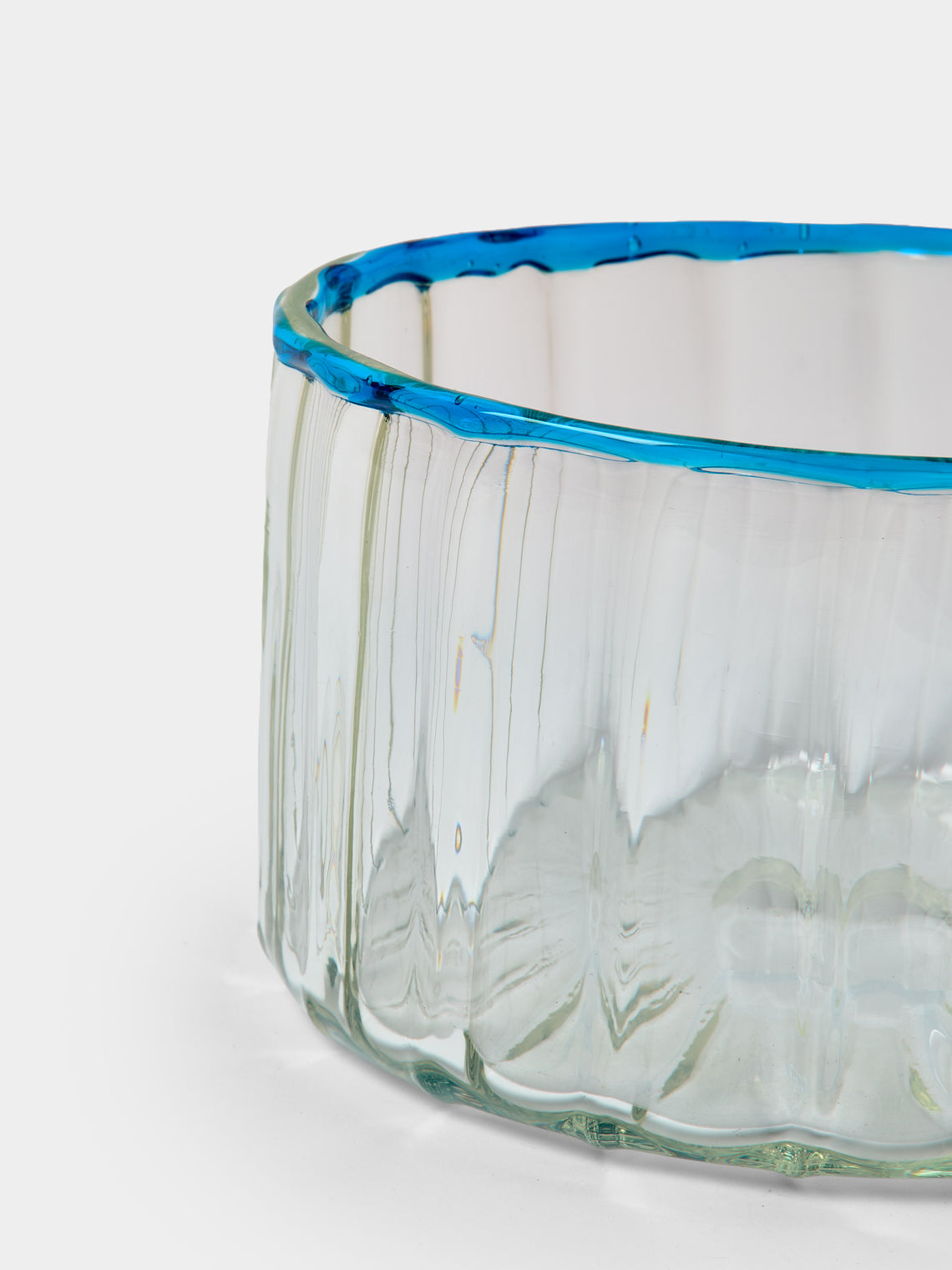 Antique and Vintage - 1980s Venini Murano Glass Optical Vase (8in/20cm) - Clear - ABASK
