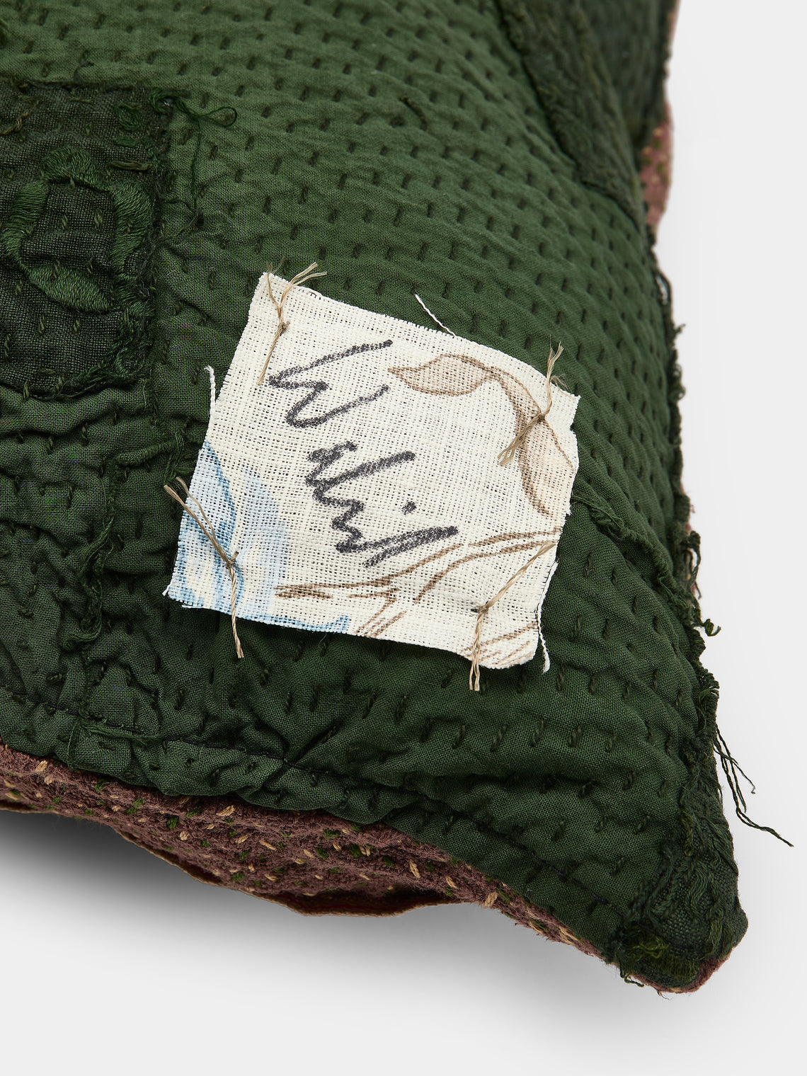 By Walid - 19th-Century Victorian Needlepoint Patchwork Wool and Cotton Cushion - Multiple - ABASK