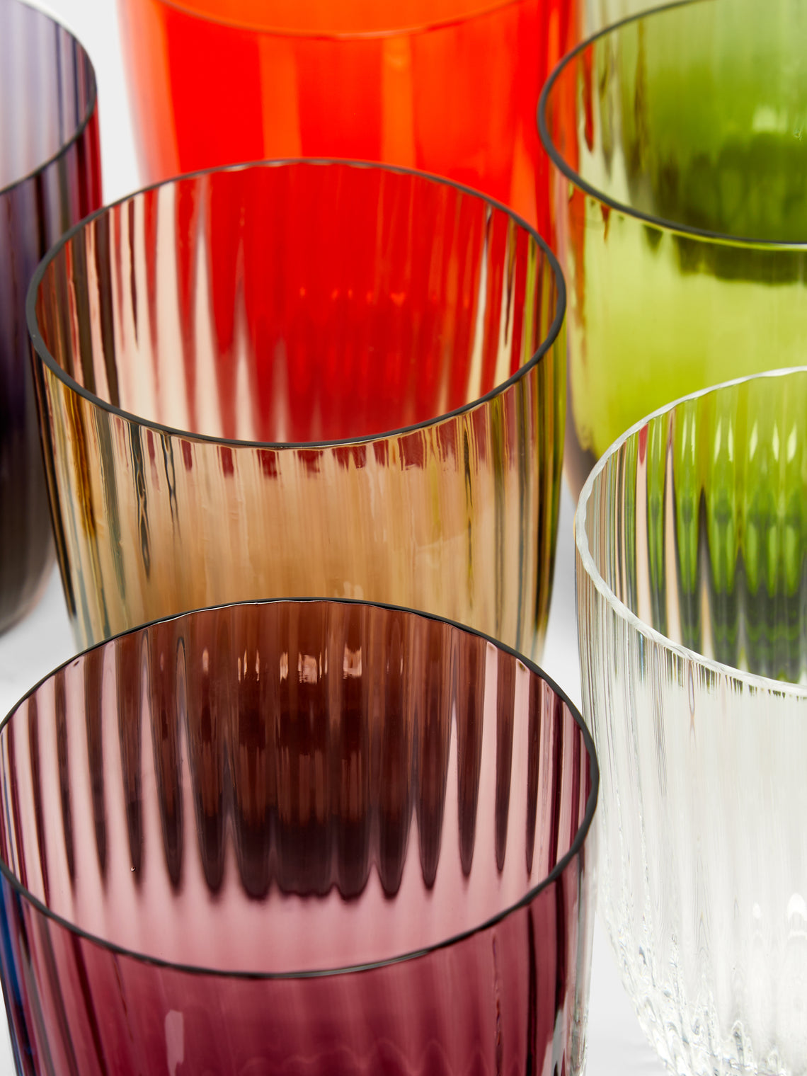 NasonMoretti - Idra Hand-Blown Murano Glass Striped Tumblers (Set of 16) -  - ABASK