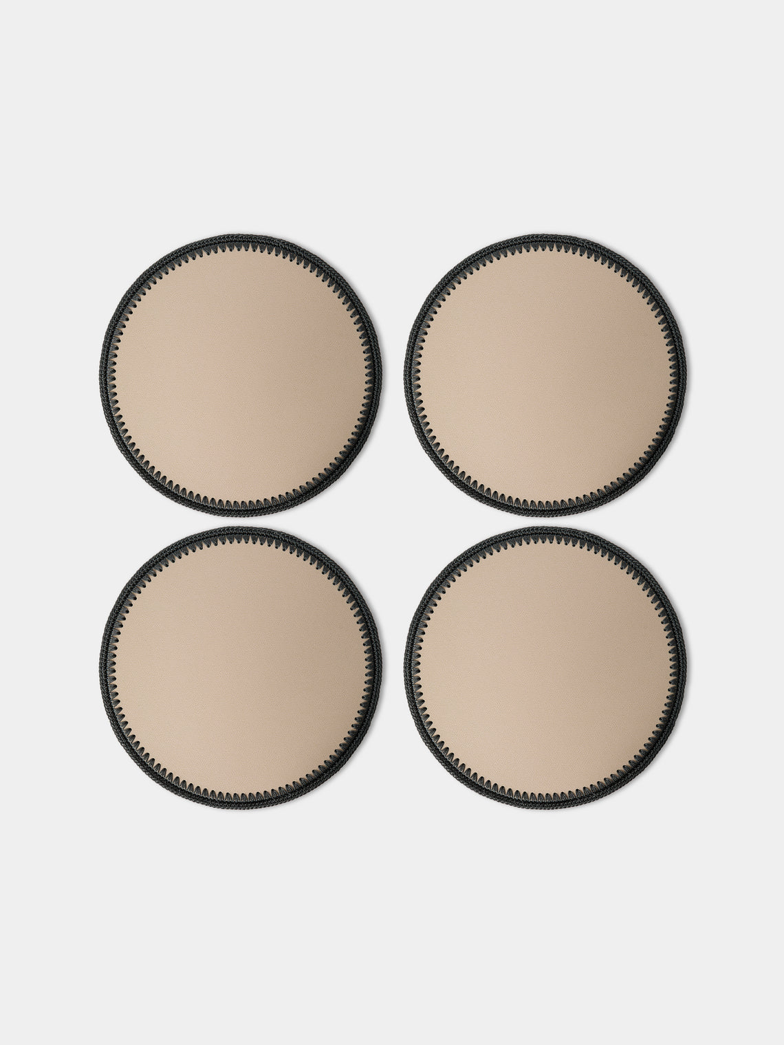 Pigment France - Rochelle Leather and Crochet Placemats (Set of 4) - Beige - ABASK