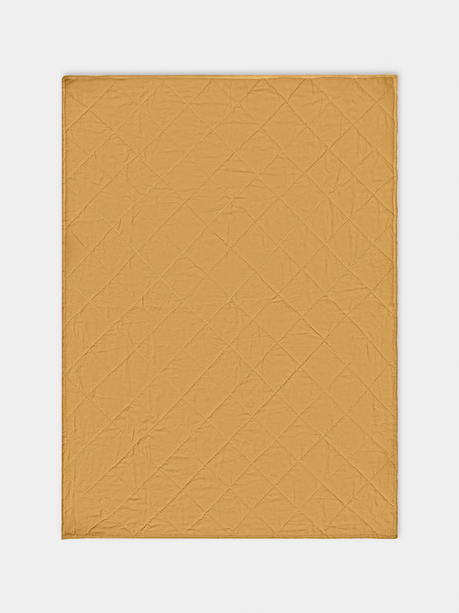 Tuck It In - Hand-Embroidered Linen Quilt (79in/2m) - Mustard - ABASK - 