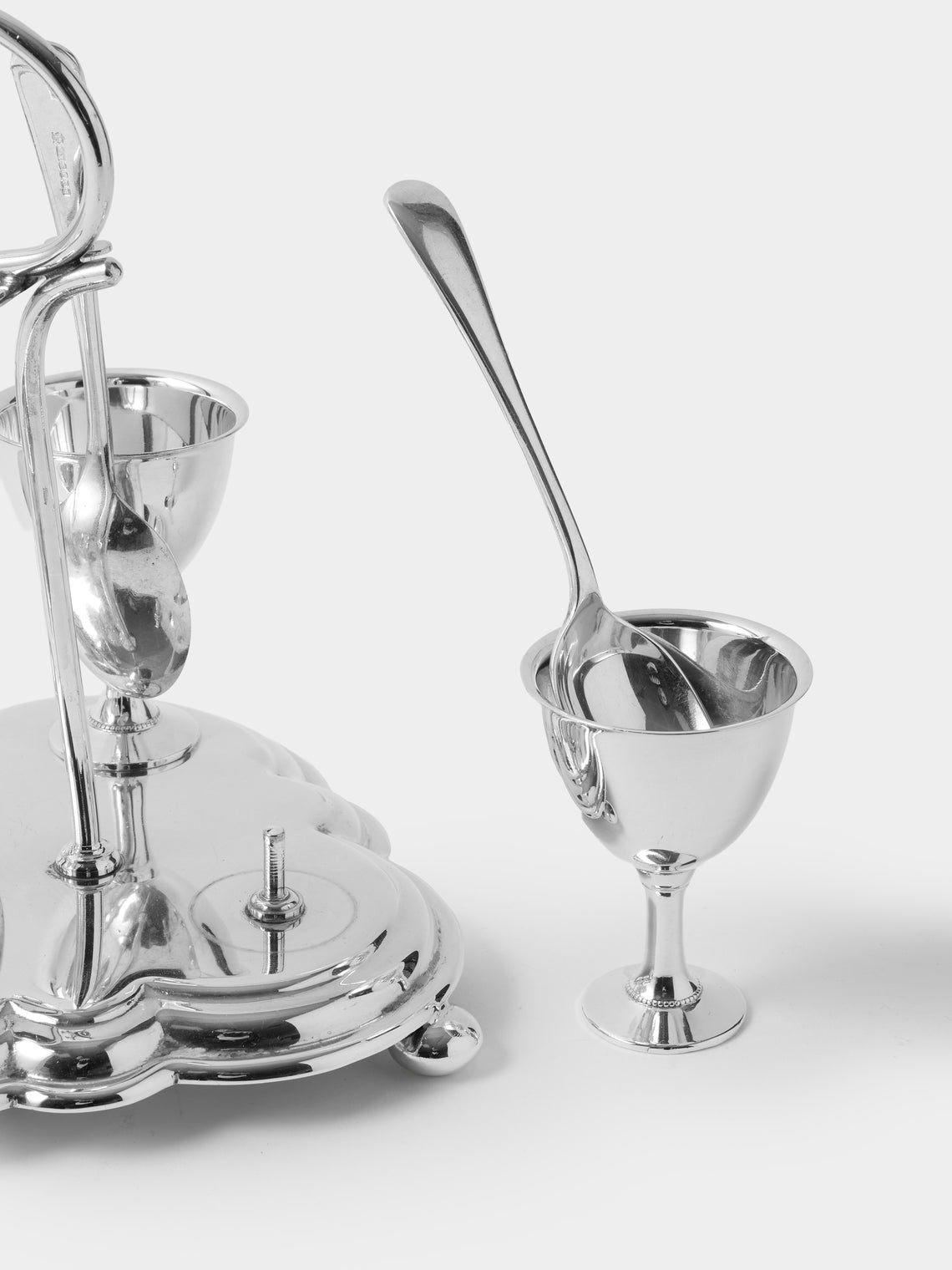 Antique and Vintage - Mid-Century Silver-Plated Egg Serving Set - Silver - ABASK