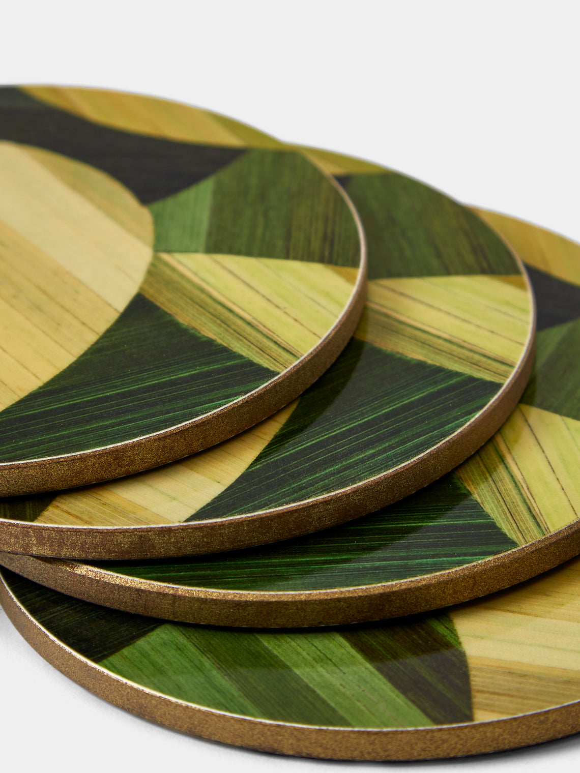 HestiaLiving - Tropique Wood Coasters (Set of 4) - Green - ABASK