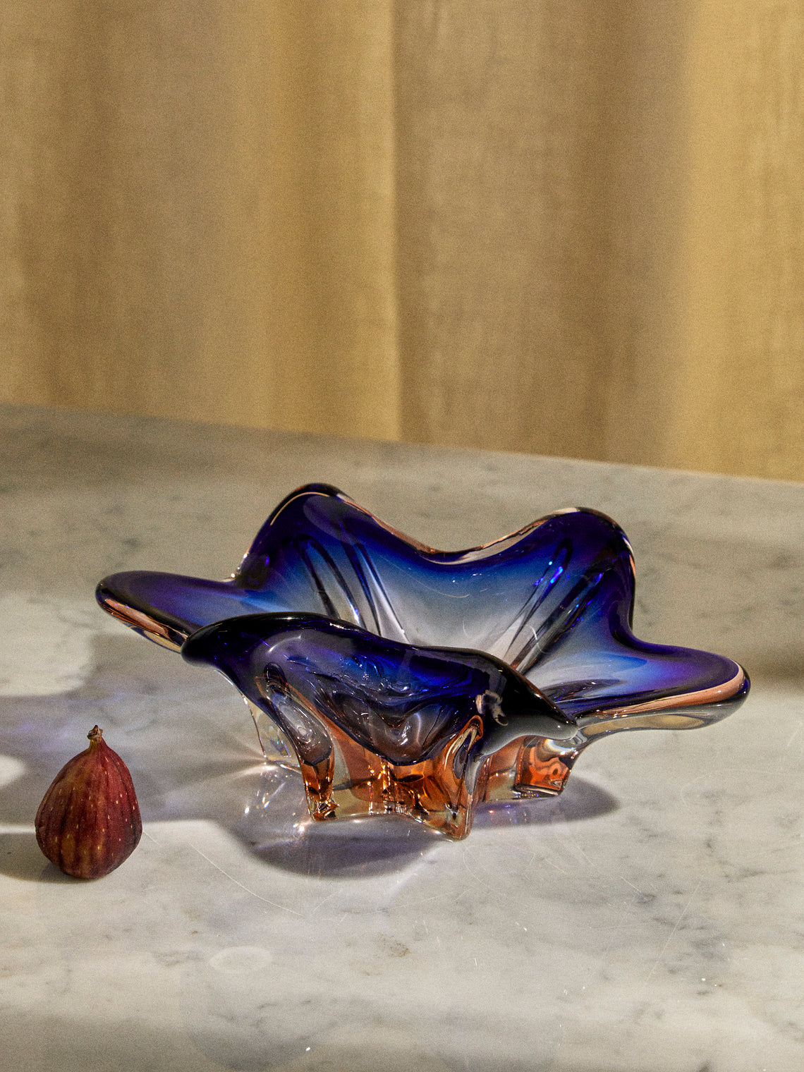 Antique and Vintage - 1960s Bohemian Crystal Bowl - Blue - ABASK
