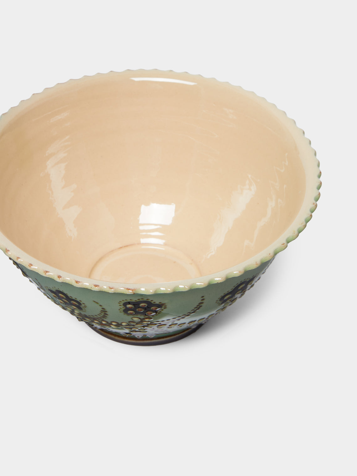 Poterie d’Évires - Flowers Hand-Painted Ceramic Fluted Bowl -  - ABASK