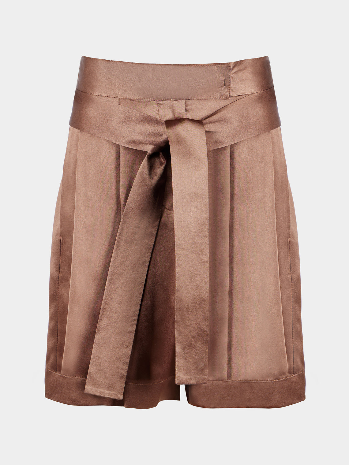 Dusan - Silk Belted Shorts | Size: XS - Brown - ABASK - 