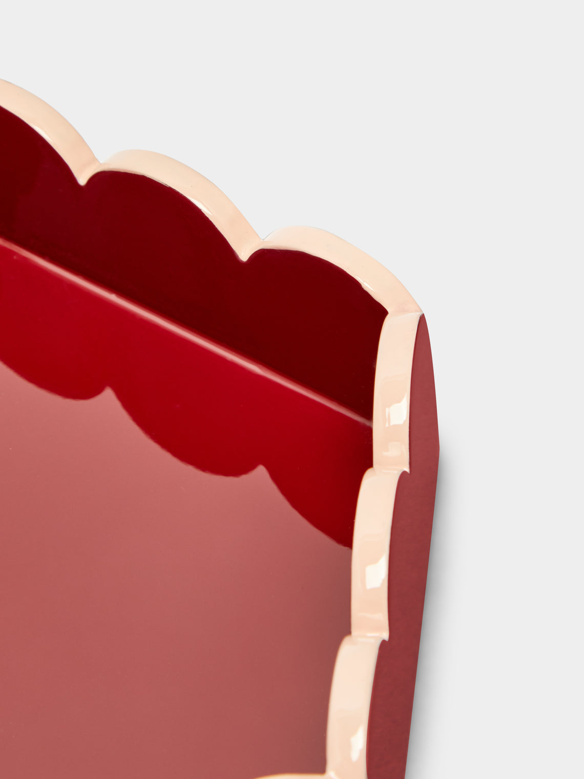 Scarlett And Sallis - Lacquered Wood Small Scalloped Tray -  - ABASK