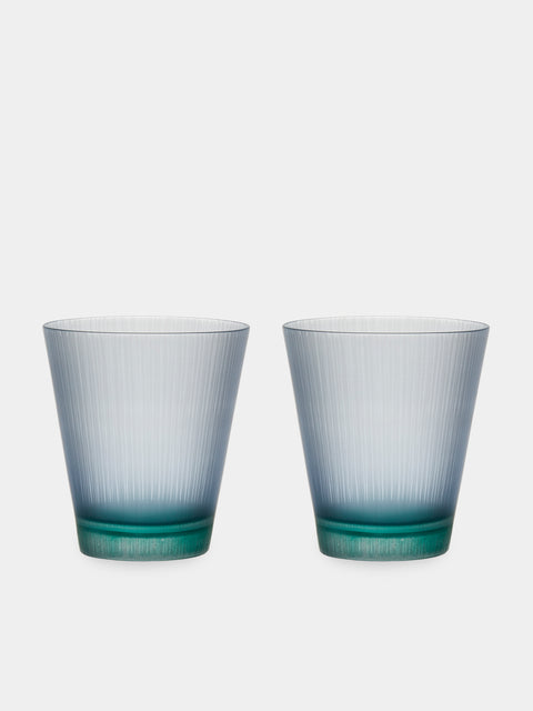 Takeyoshi Mitsui - Silence Hand-Blown Glass Tumblers (Set of 2) - Blue - ABASK 