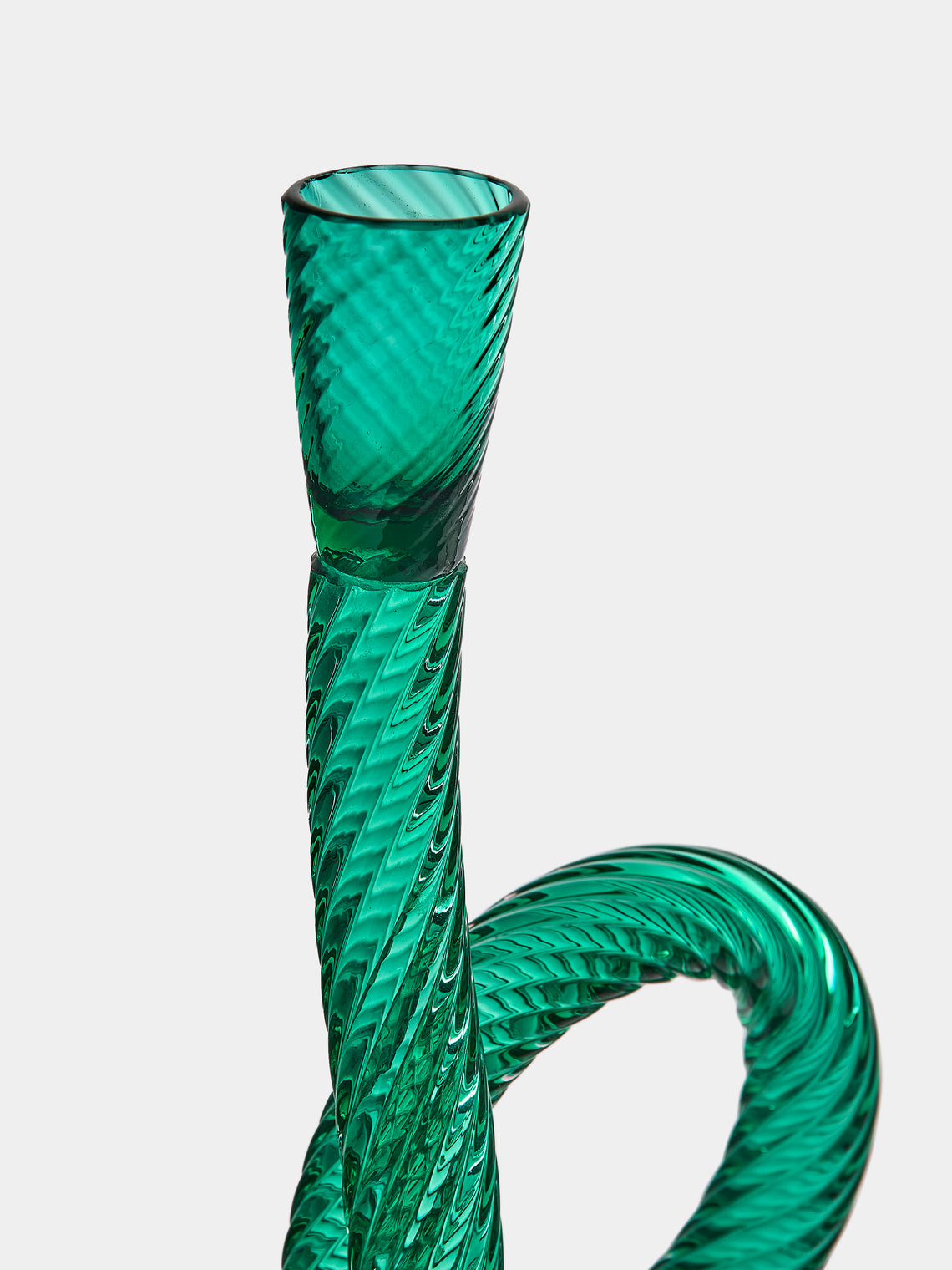 Aina Kari - Venetian Knot Hand-Blown Murano Glass Candlestick Holder - Green - ABASK