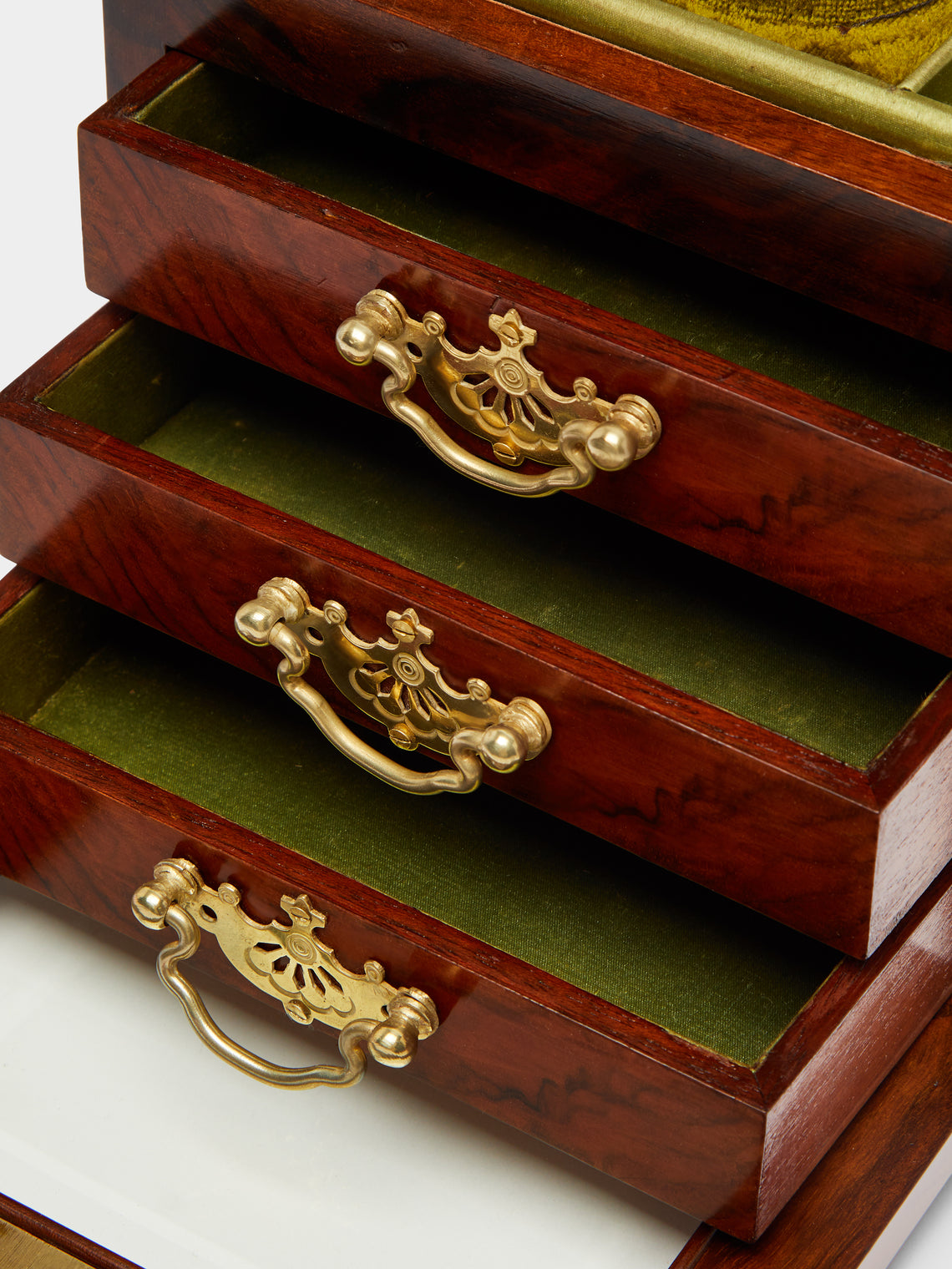 Antique and Vintage - 1900s Walnut and Brass Jewellery Box -  - ABASK