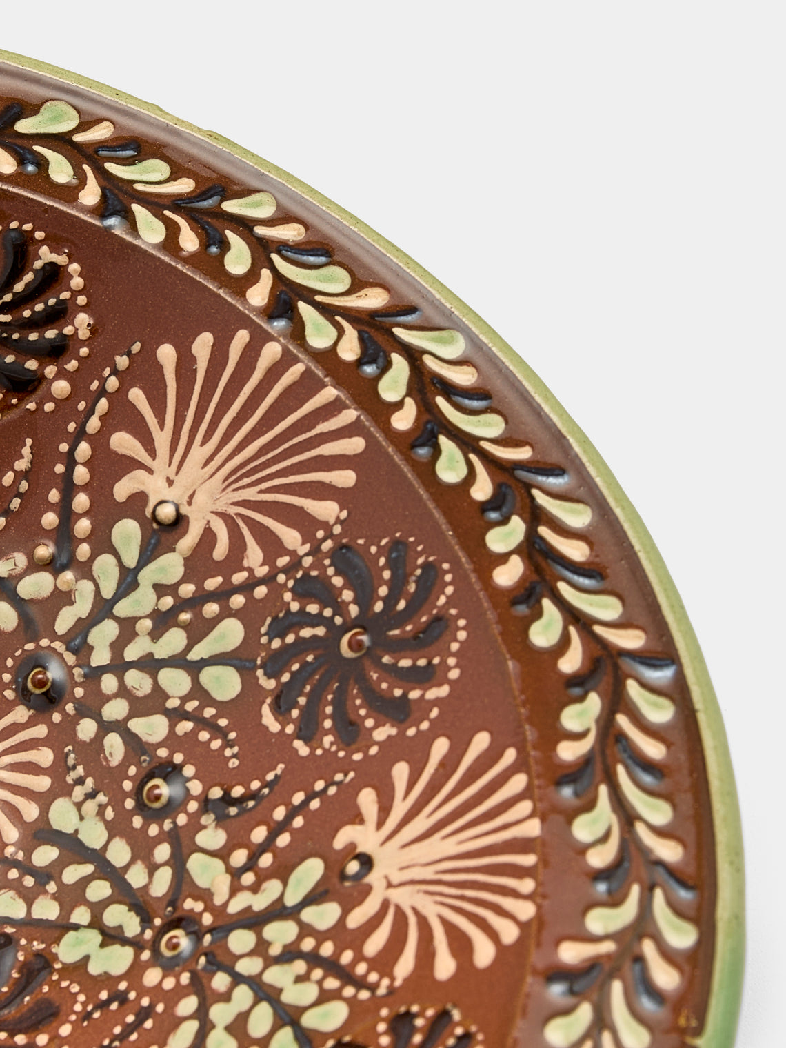 Poterie d’Évires - Flowers Hand-Painted Ceramic Small Serving Bowl - Light brown - ABASK