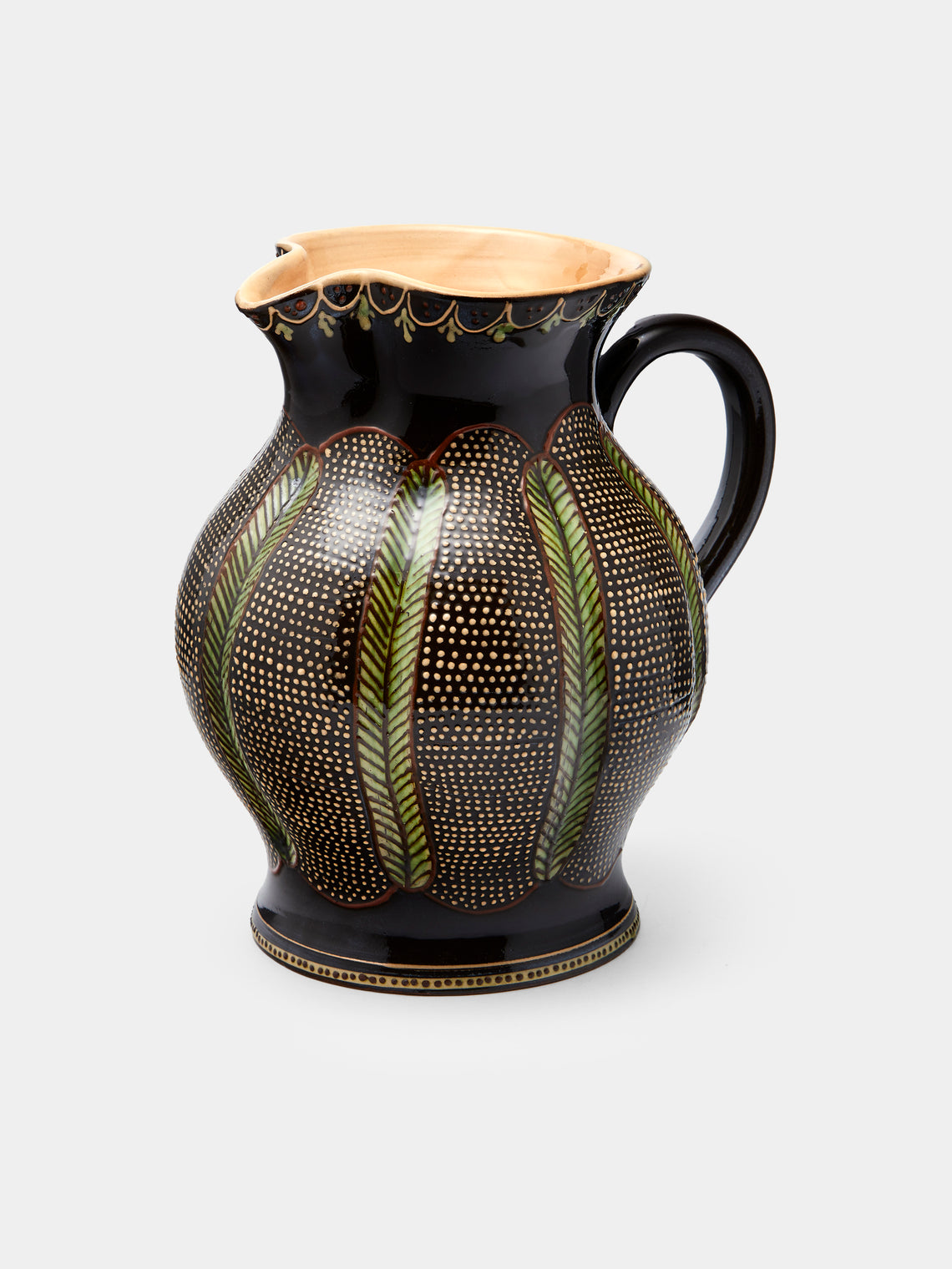 Poterie d’Évires - Dots Hand-Painted Ceramic Large Round Jug - Dark brown - ABASK - 