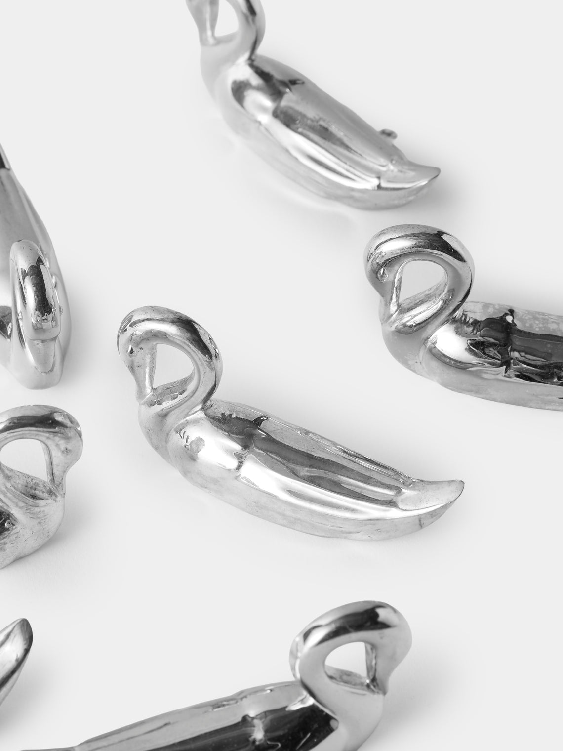 Antique and Vintage - Mid Century Silver Plated Swan Knife Rests (Set of 8) - Silver - ABASK