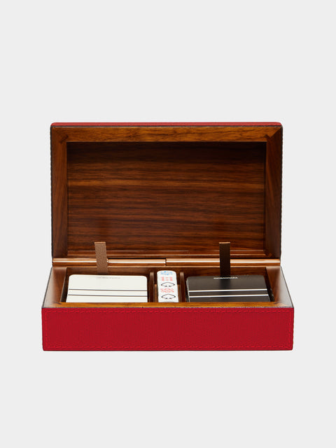 Giobagnara - Leather Royal Dice and Playing Cards Set - Red - ABASK - 