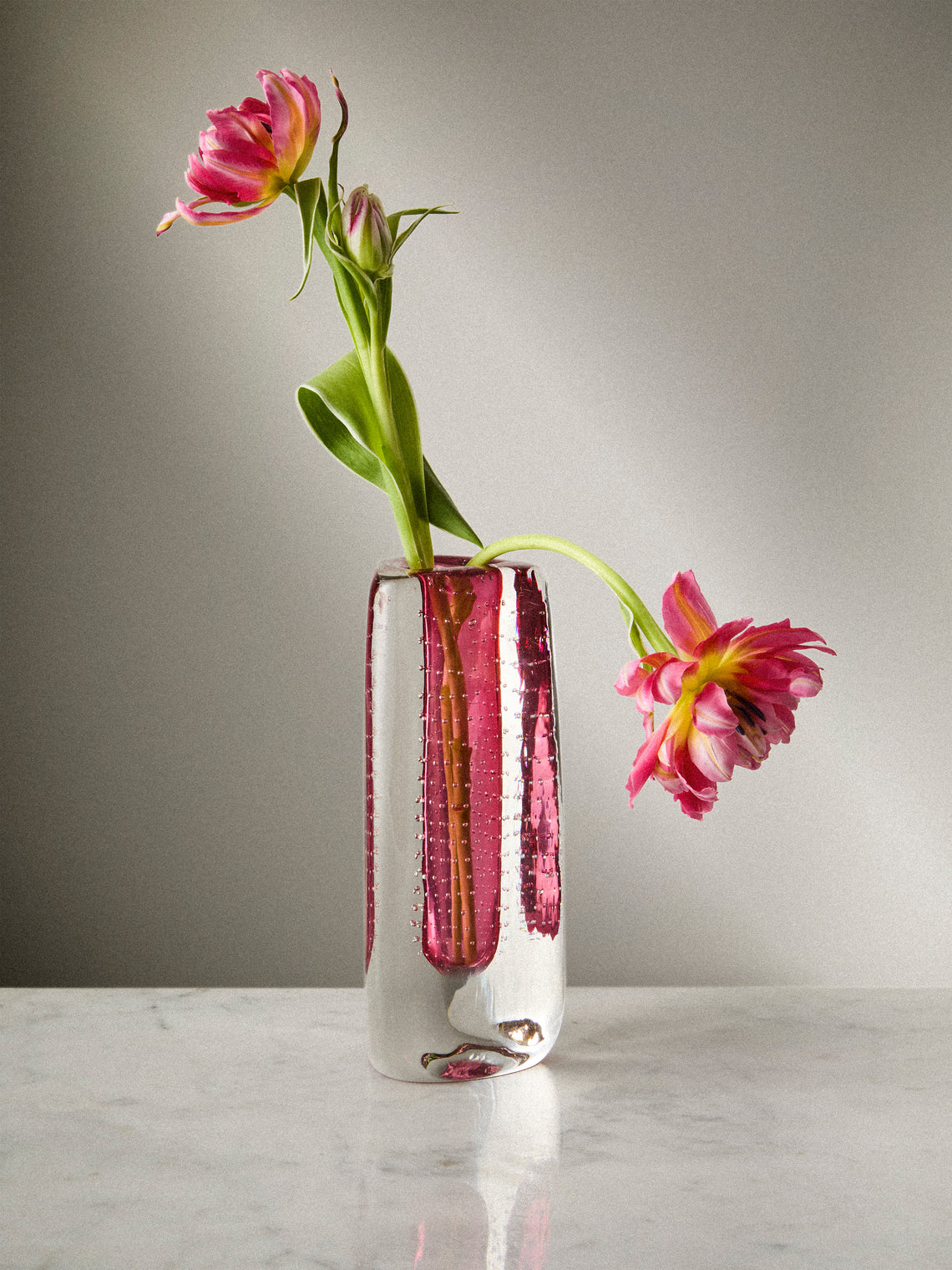 Antique and Vintage - 1970s Bullicante Murano Glass Bud Vase (8in/20.5cm) - Pink - ABASK