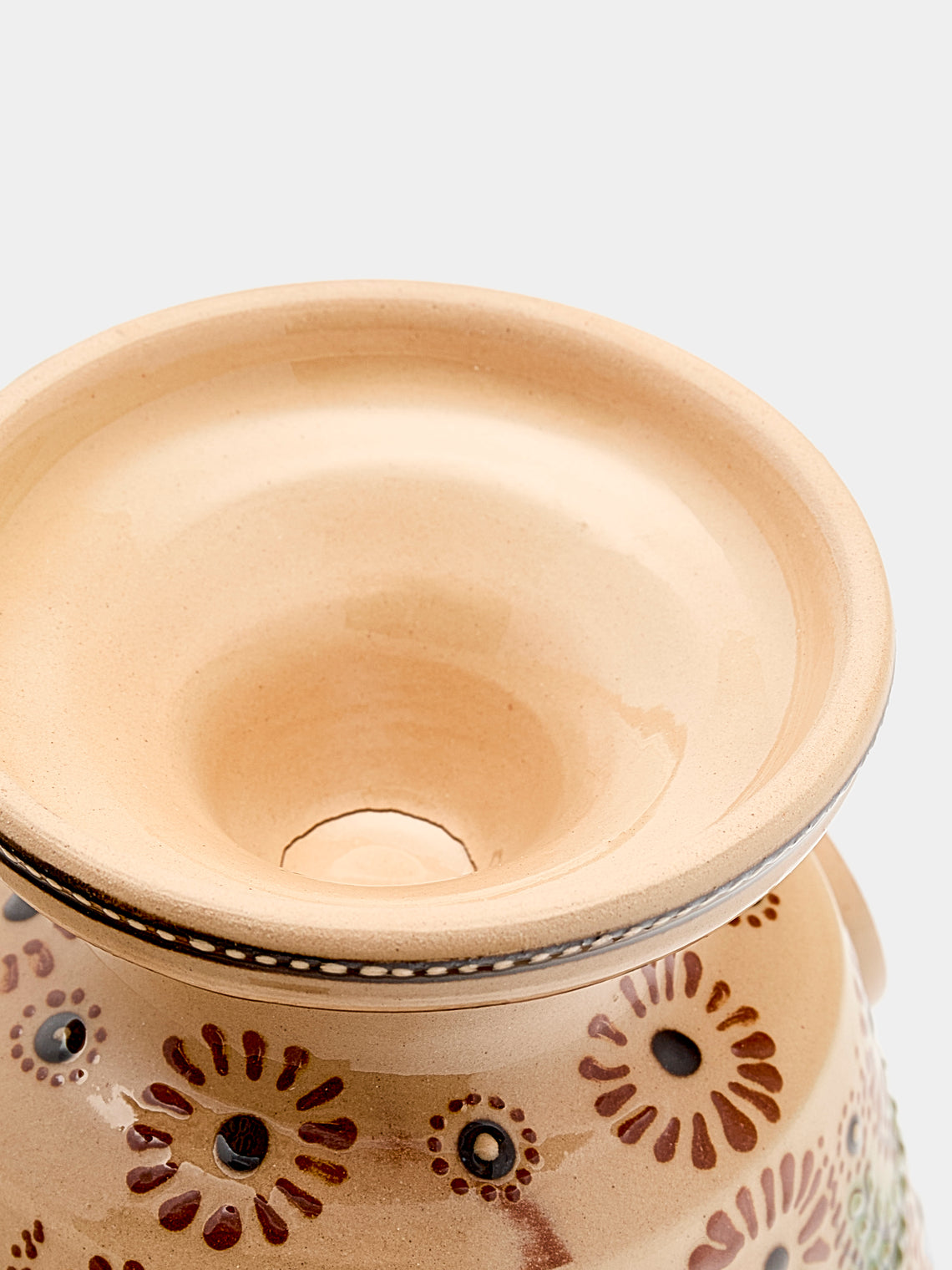 Poterie d’Évires - Flowers Hand-Painted Ceramic Small Raised Bowl - Cream - ABASK