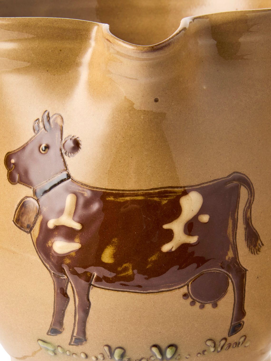 Poterie d’Évires - Cows Hand-Painted Ceramic Medium Jug - Cream - ABASK