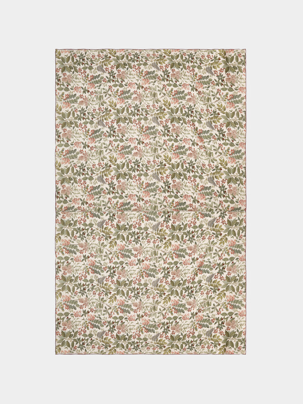 Borgo delle Tovaglie - Filo Sottobosco Embroidered Linen Rectangular Tablecloth (106.5in/2.7m) - Green - ABASK - 