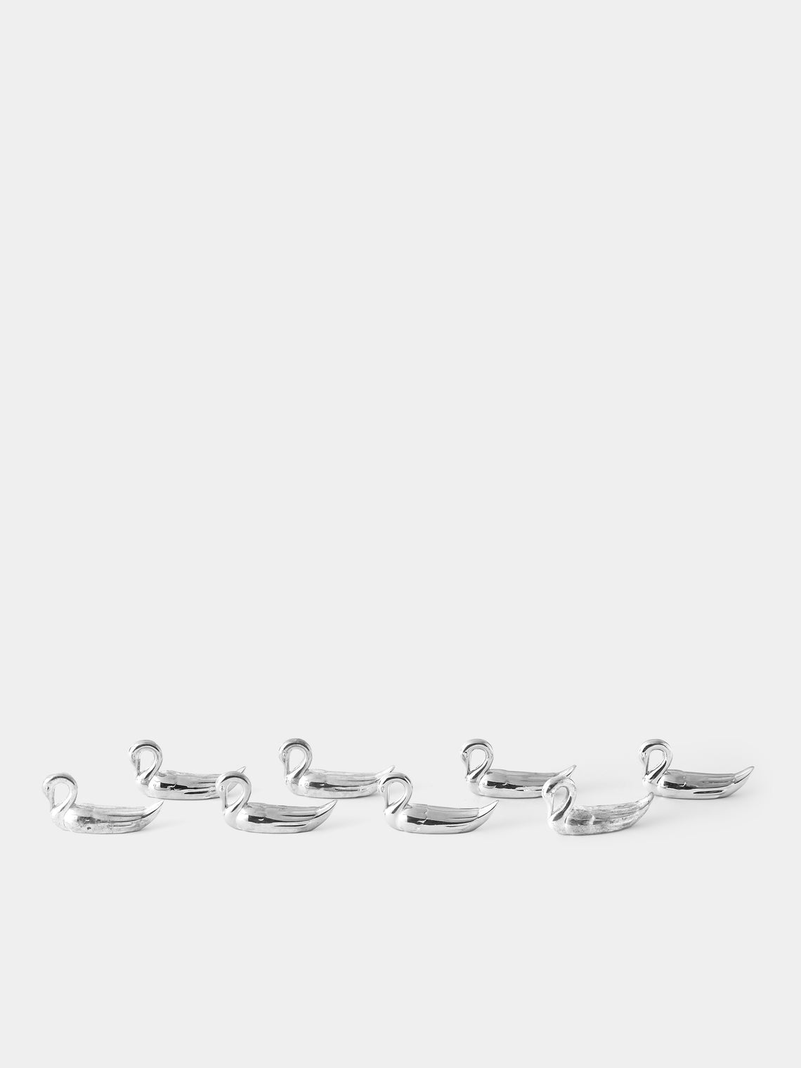 Antique and Vintage - Mid Century Silver Plated Swan Knife Rests (Set of 8) - Silver - ABASK