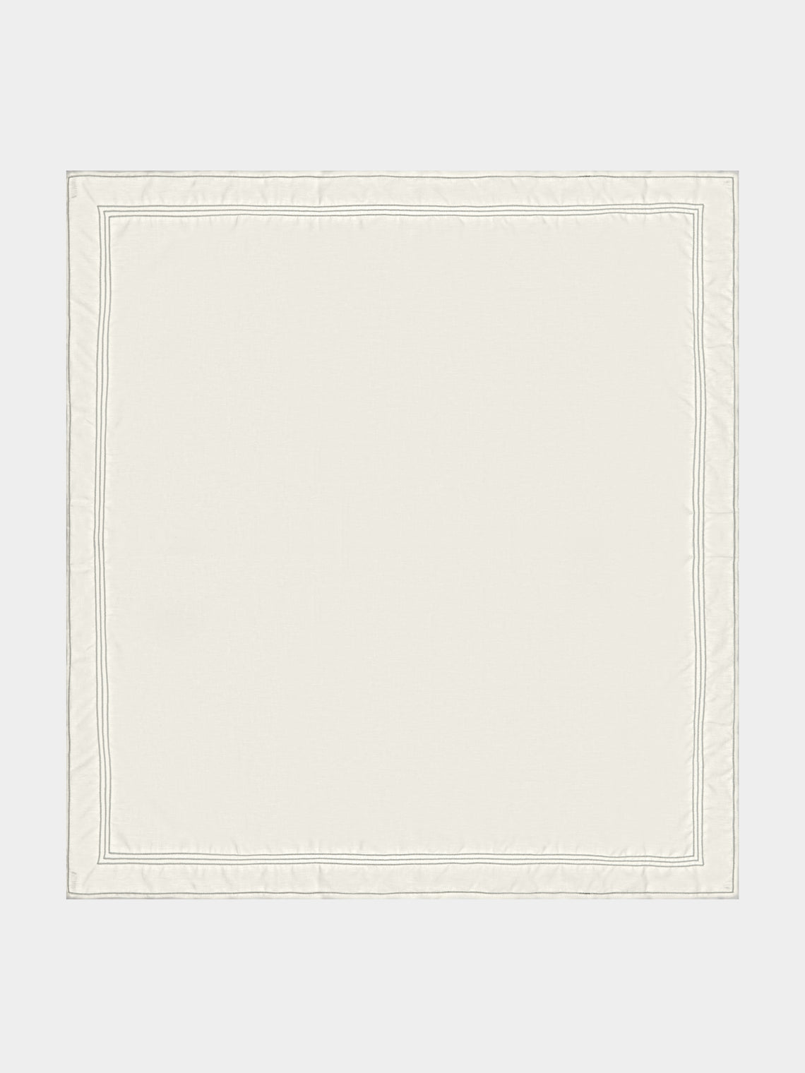 Volga Linen - Hem-Stitch Linen Square Tablecloth (69in/1.75m) - White - ABASK