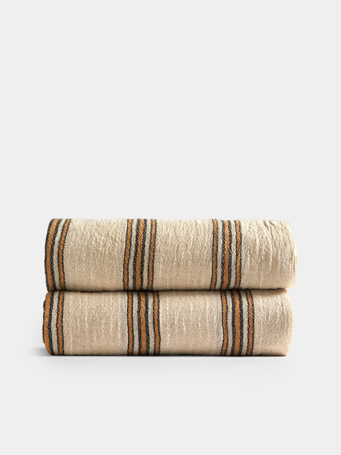 Mizar & Alcor - Apricot Handwoven Linen and Cotton Towels (Set of 2) - Orange - ABASK