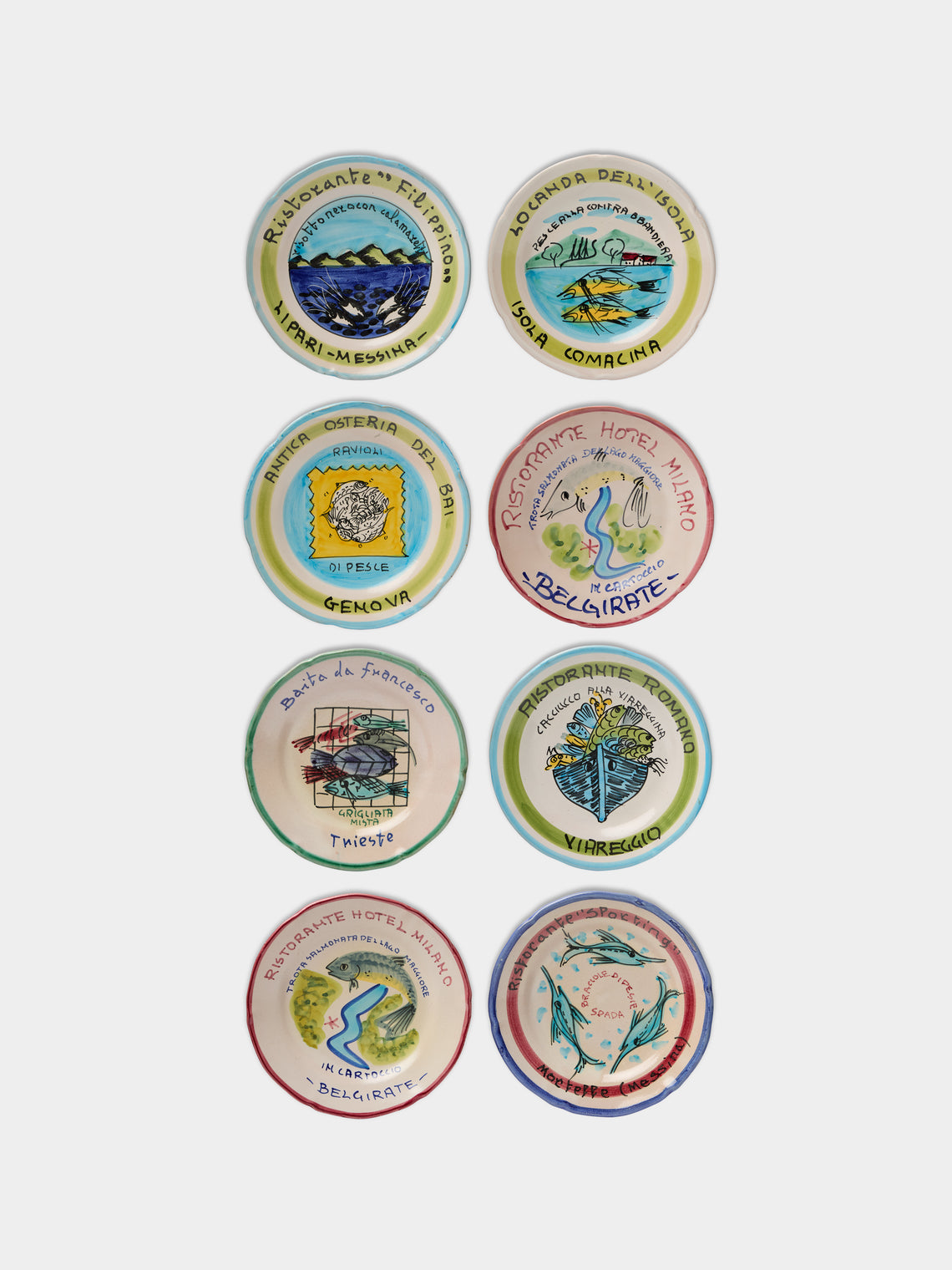 Antique and Vintage - Mid-Century Italian Ceramic Restaurant Plates (Set of 8) -  - ABASK - 