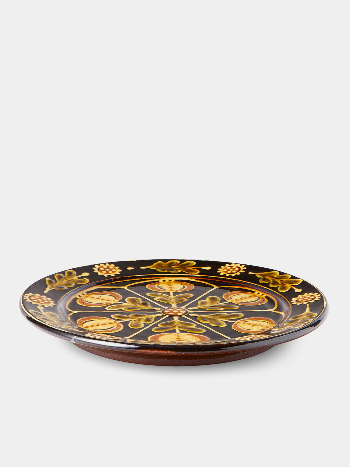 Fitch & McAndrew - Poppies Slipware Dinner Plate (10.4in/26.5cm) - Black - ABASK