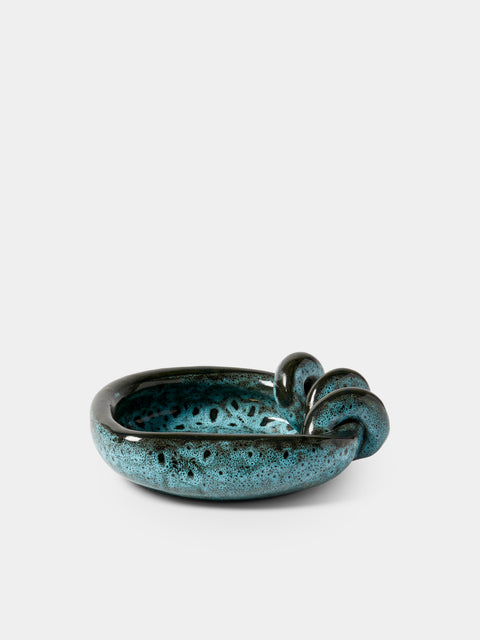 Antique and Vintage - Mid-Century Accolay Ceramic Trinket Bowl - Blue - ABASK - 
