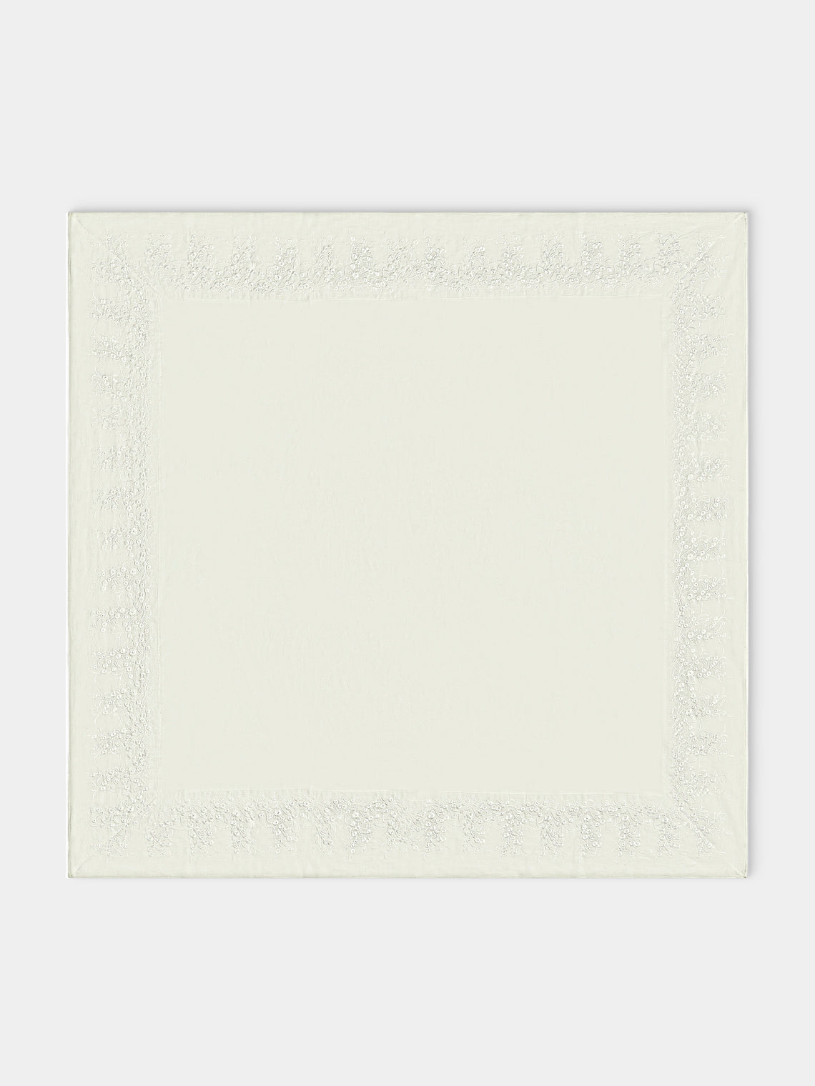Borgo delle Tovaglie - Venaria Embroidered Linen Square Tablecloth - Ivory - ABASK