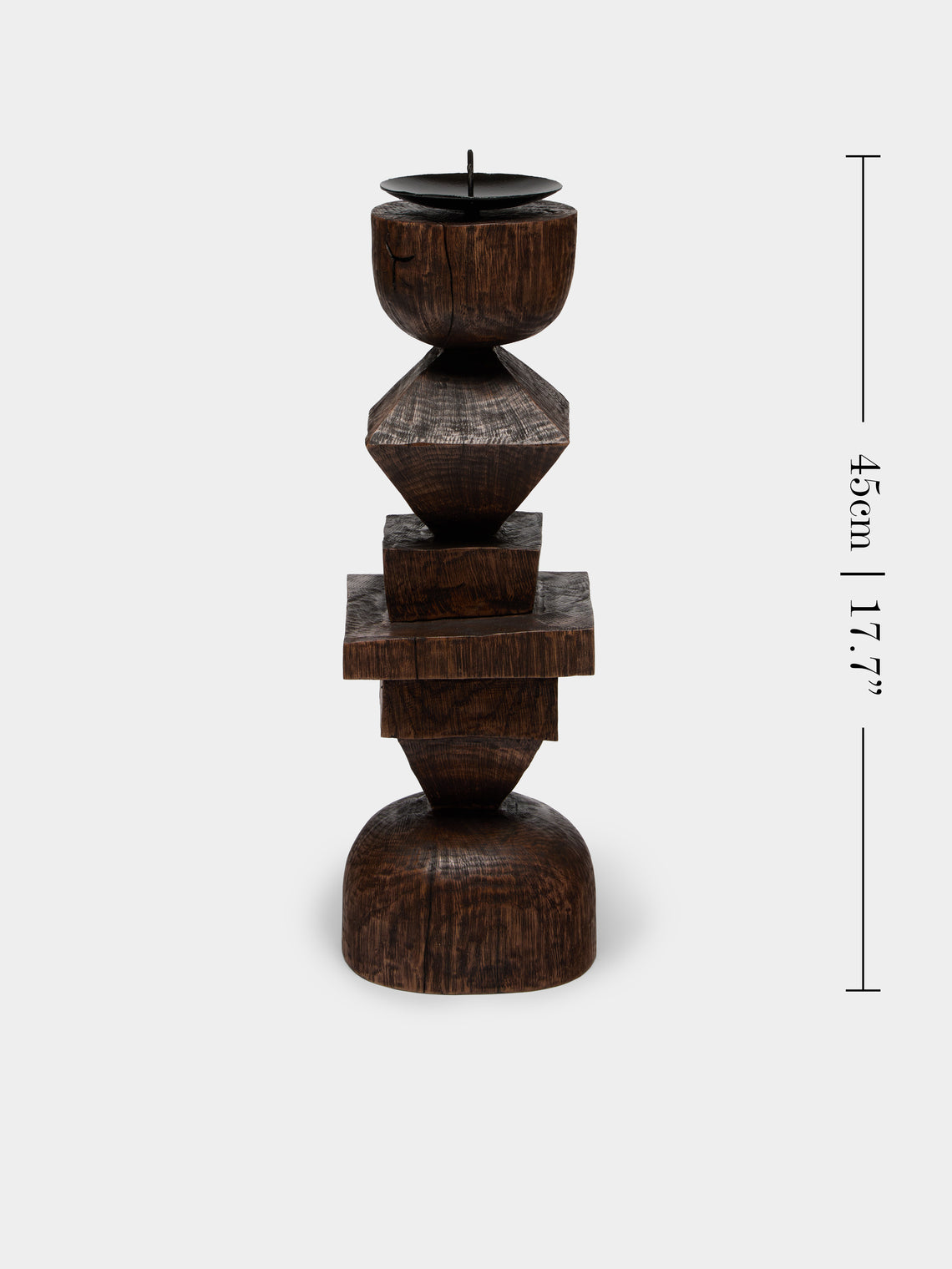 Jamie Gaunt Designs - Totem Hand-Carved Wood Candle Holder - Brown - ABASK