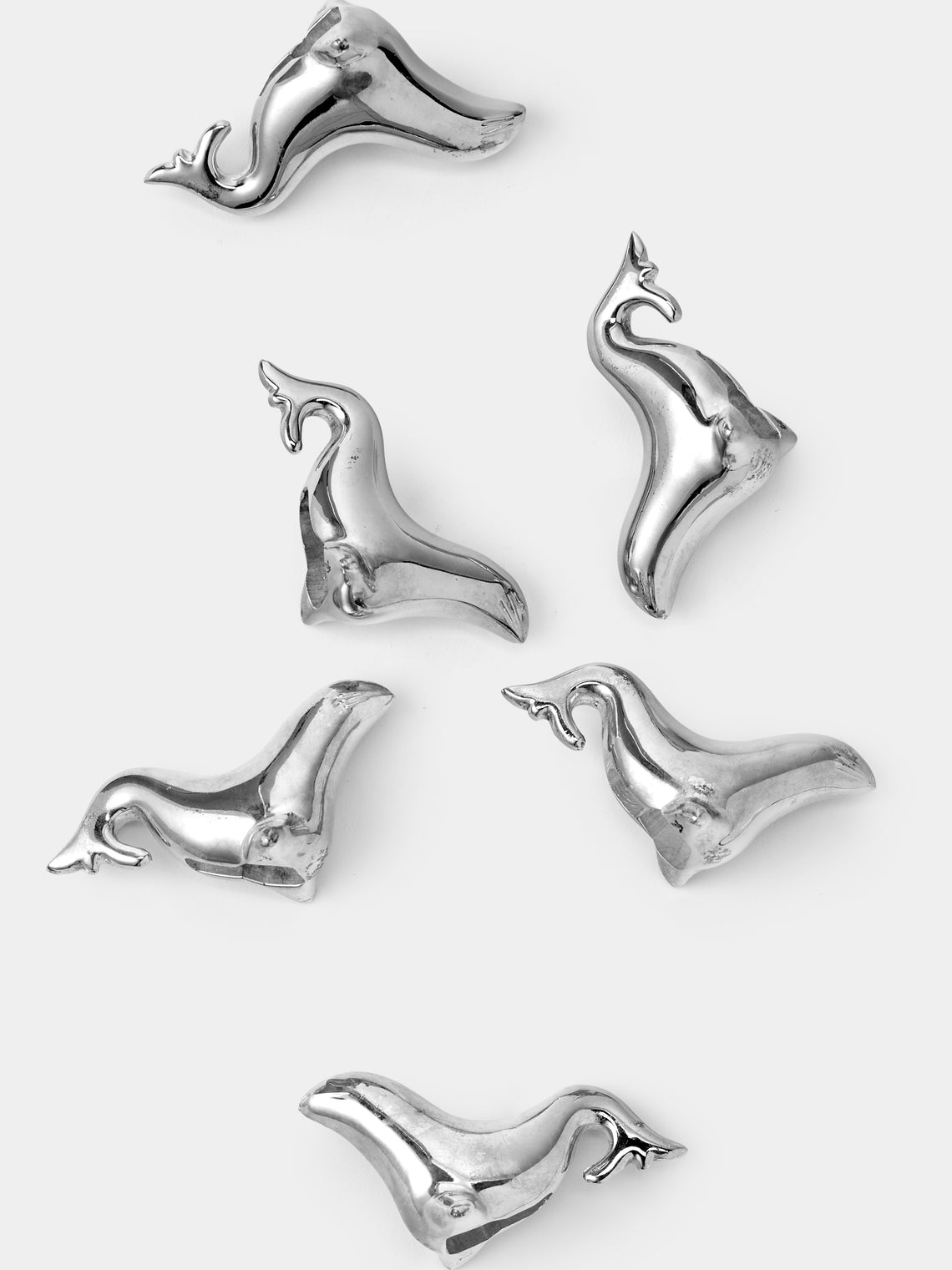 Antique and Vintage - Mid-Century Seals Silver-Plated Knife Rests (Set of 6) - Silver - ABASK