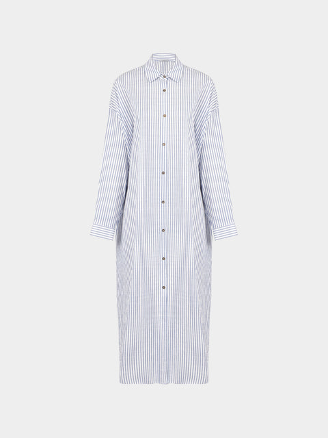 Dusan - Cotton Long Shirt Dress | Size: XS - Blue - ABASK - 